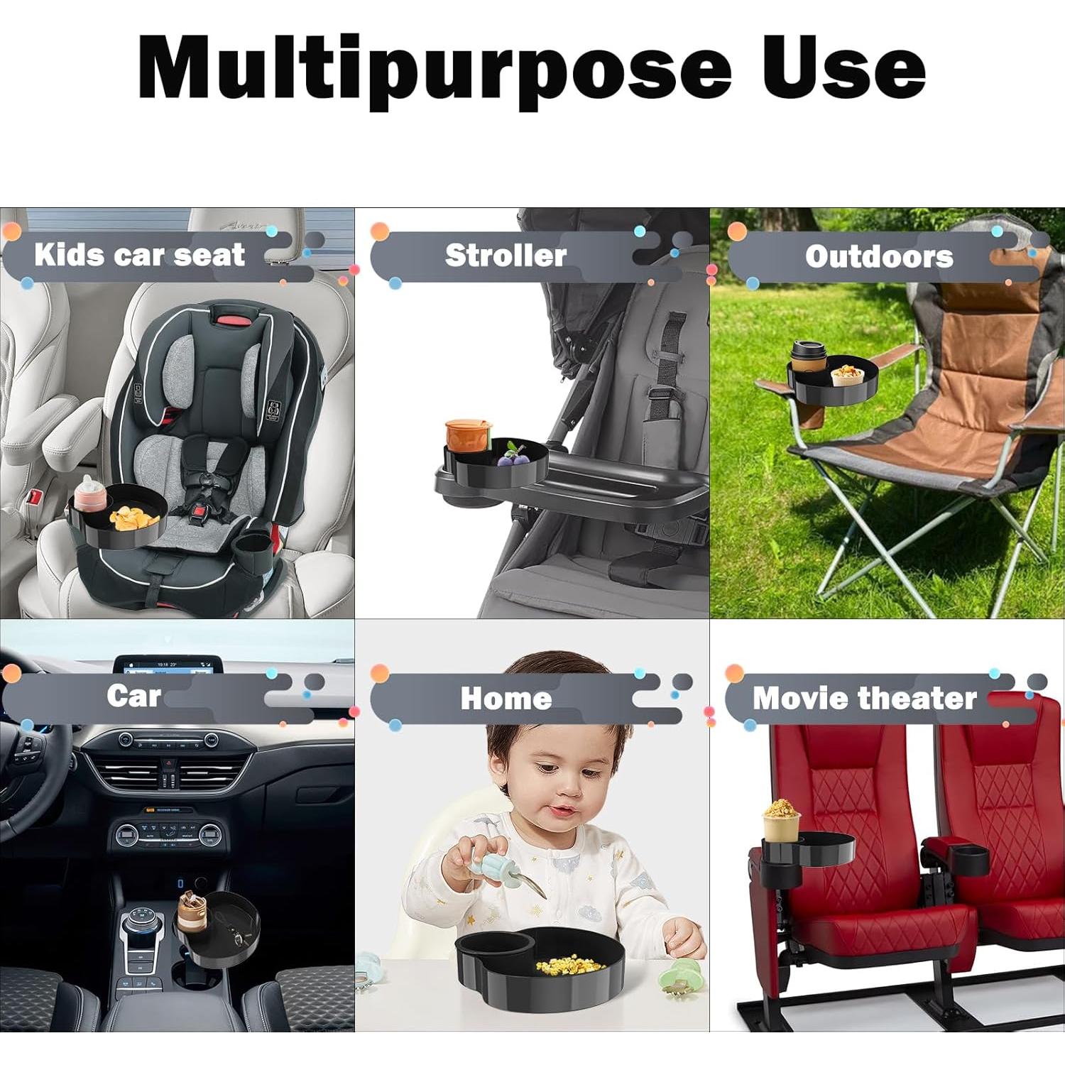 Bandeja para Asiento de Coche SSPONT con Portavasos Negro