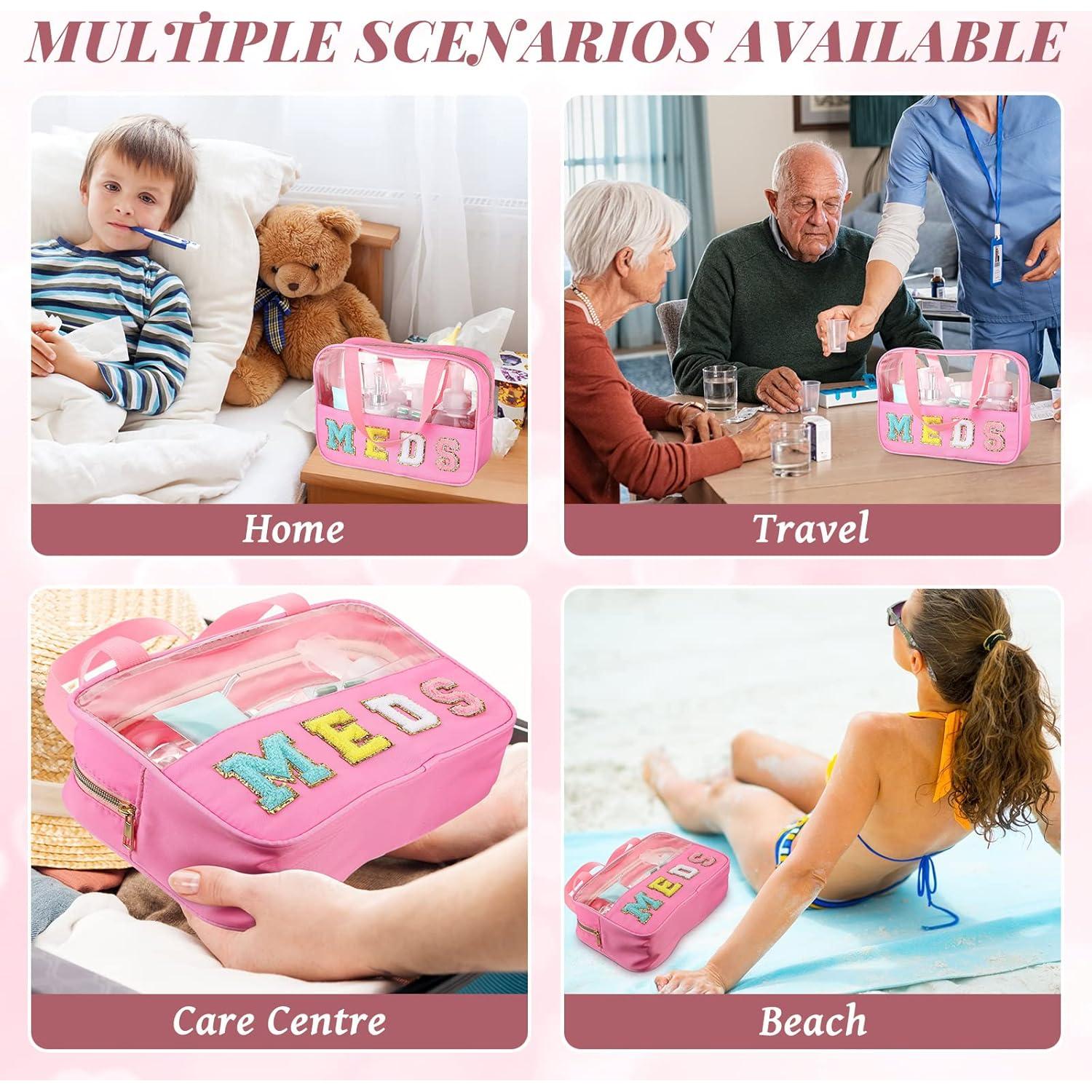 Bolsa de Medicina Transparente Silkfly con Asa Rosa 30x20x9 cm