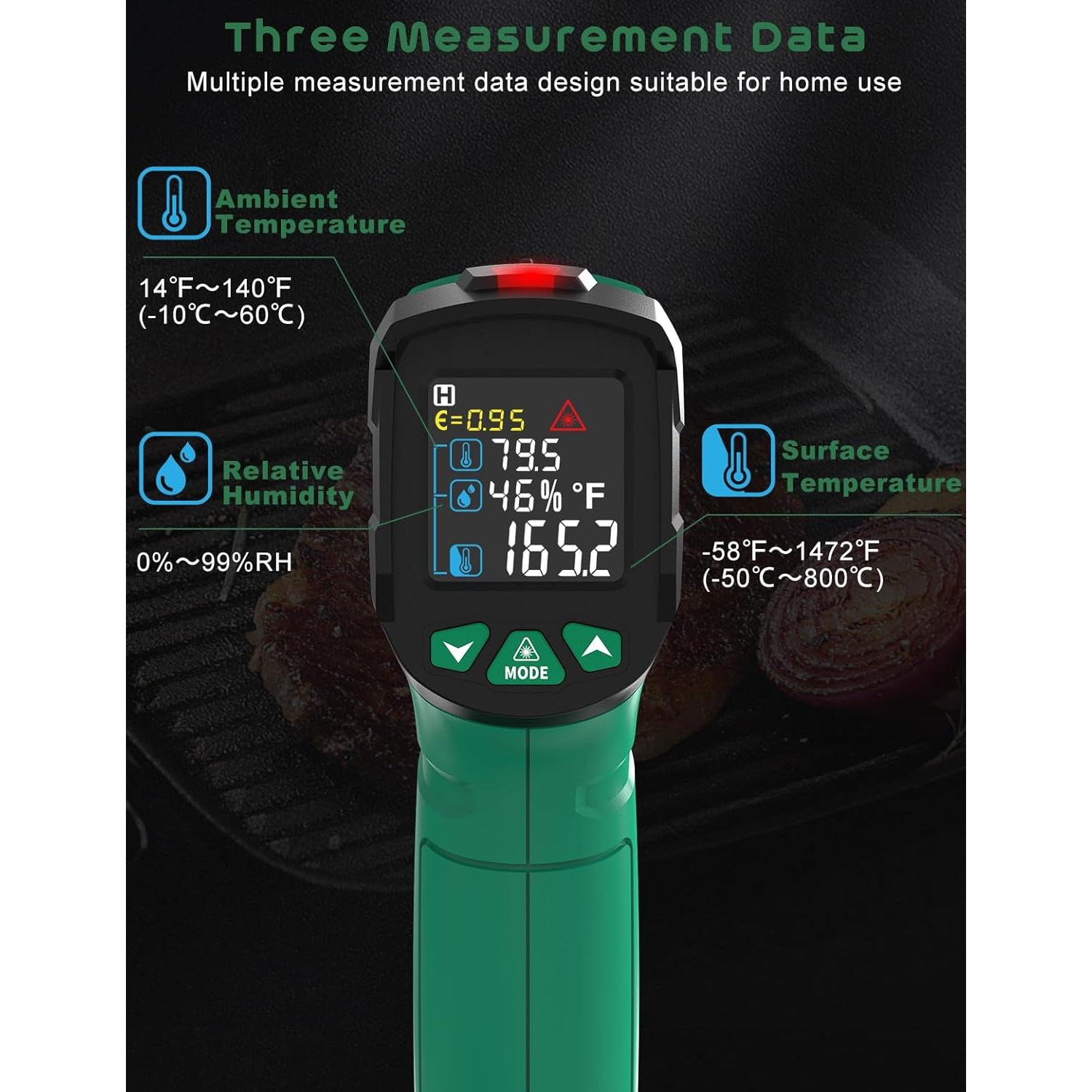 Pistola Termómetro Infrarrojo SQECH SIT800 -50°C a 800°C
