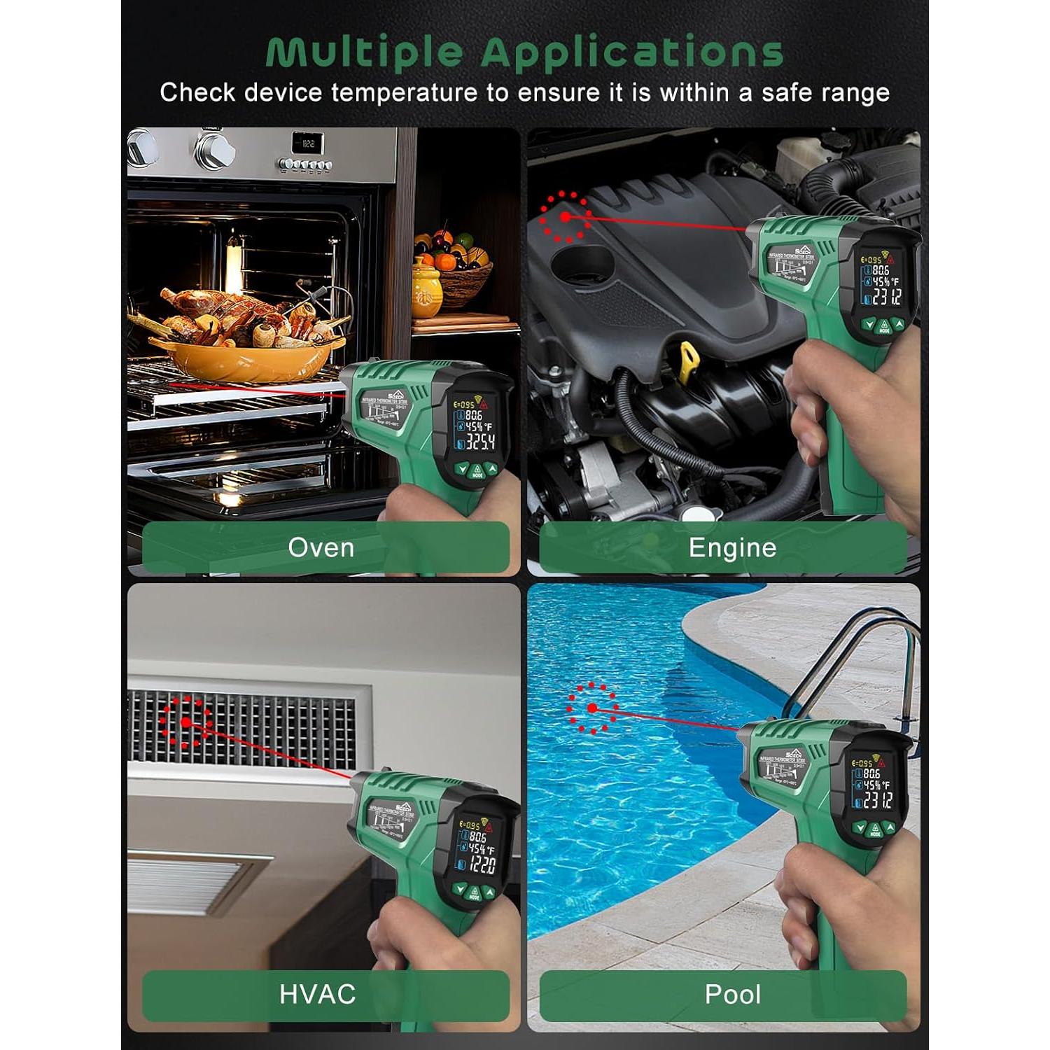 Pistola Termómetro Infrarrojo SQECH SIT800 -50°C a 800°C