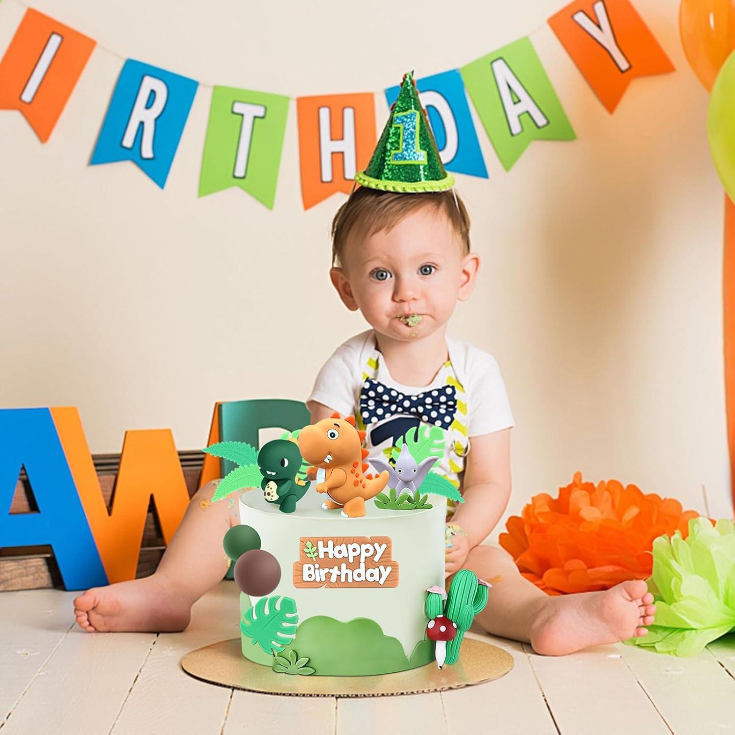 Adorno de Pastel de Dinosaurio LACGO - 16 Piezas Fiesta Cumpleaños