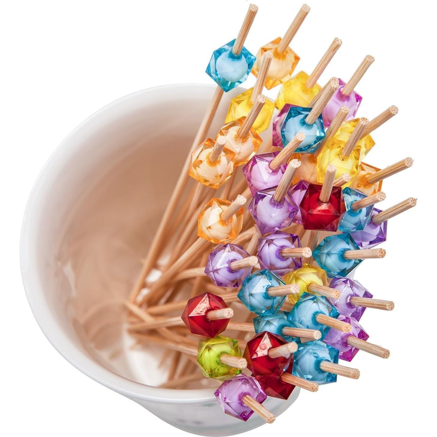 PuTwo Palillos de Cóctel de Bambú Natural 300 Piezas 12cm