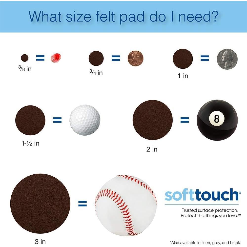 Almohadillas de Fieltro Autoadhesivas Waxman 1.9 cm 48 Piezas Negro