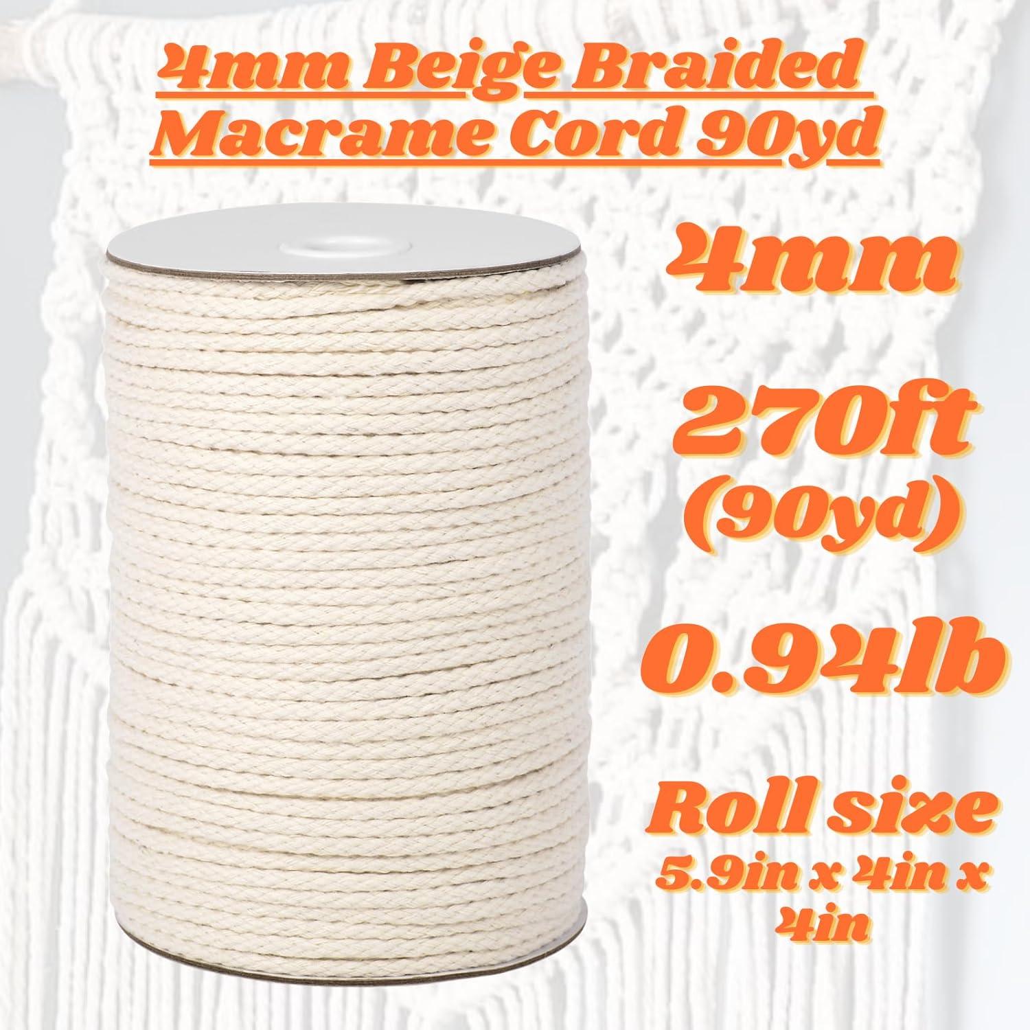 Cordón de macramé trenzado CAQUBO 4mm x 82.29m Beige