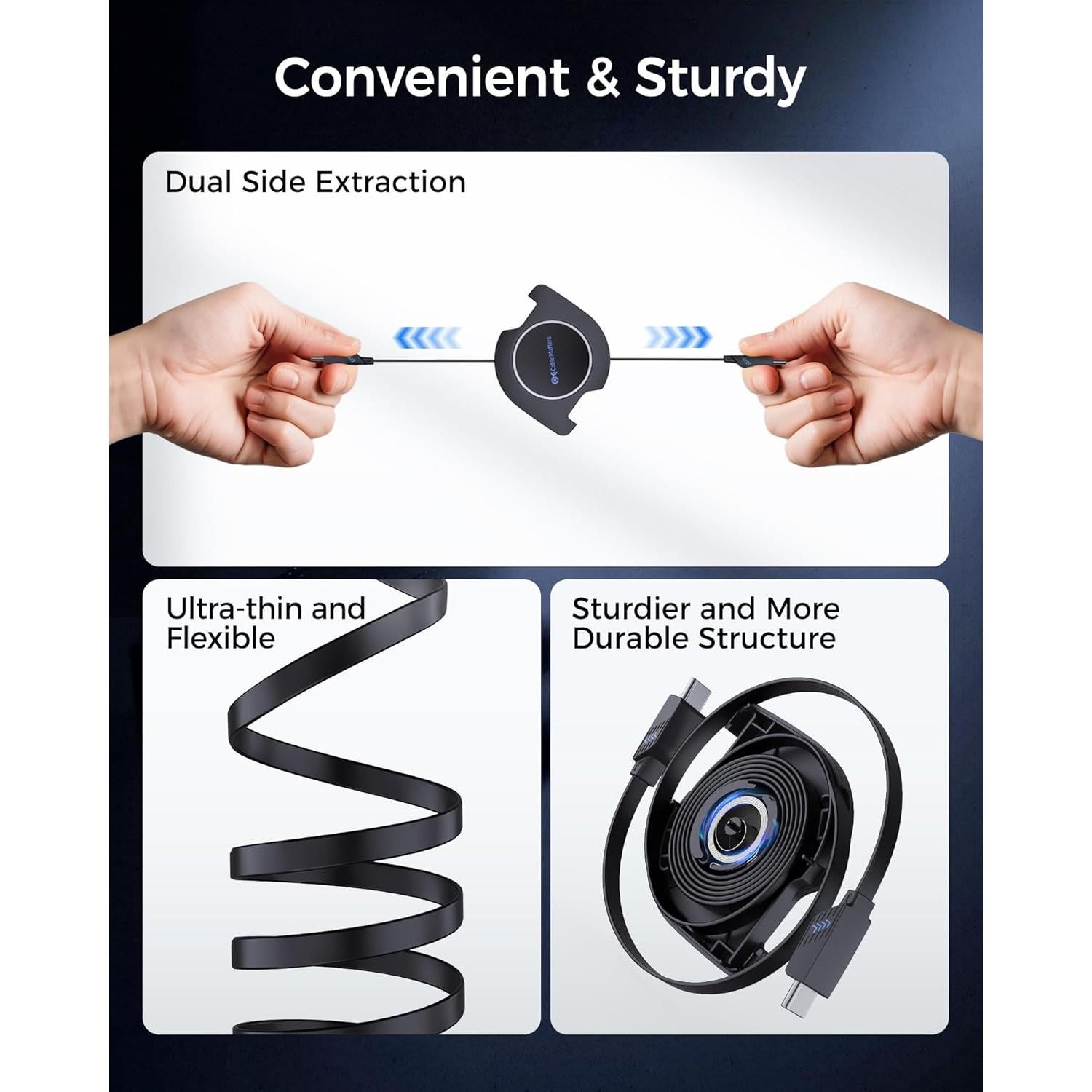 Cable USB C Retráctil 2.8ft Cable Matters 60W 480Mbps