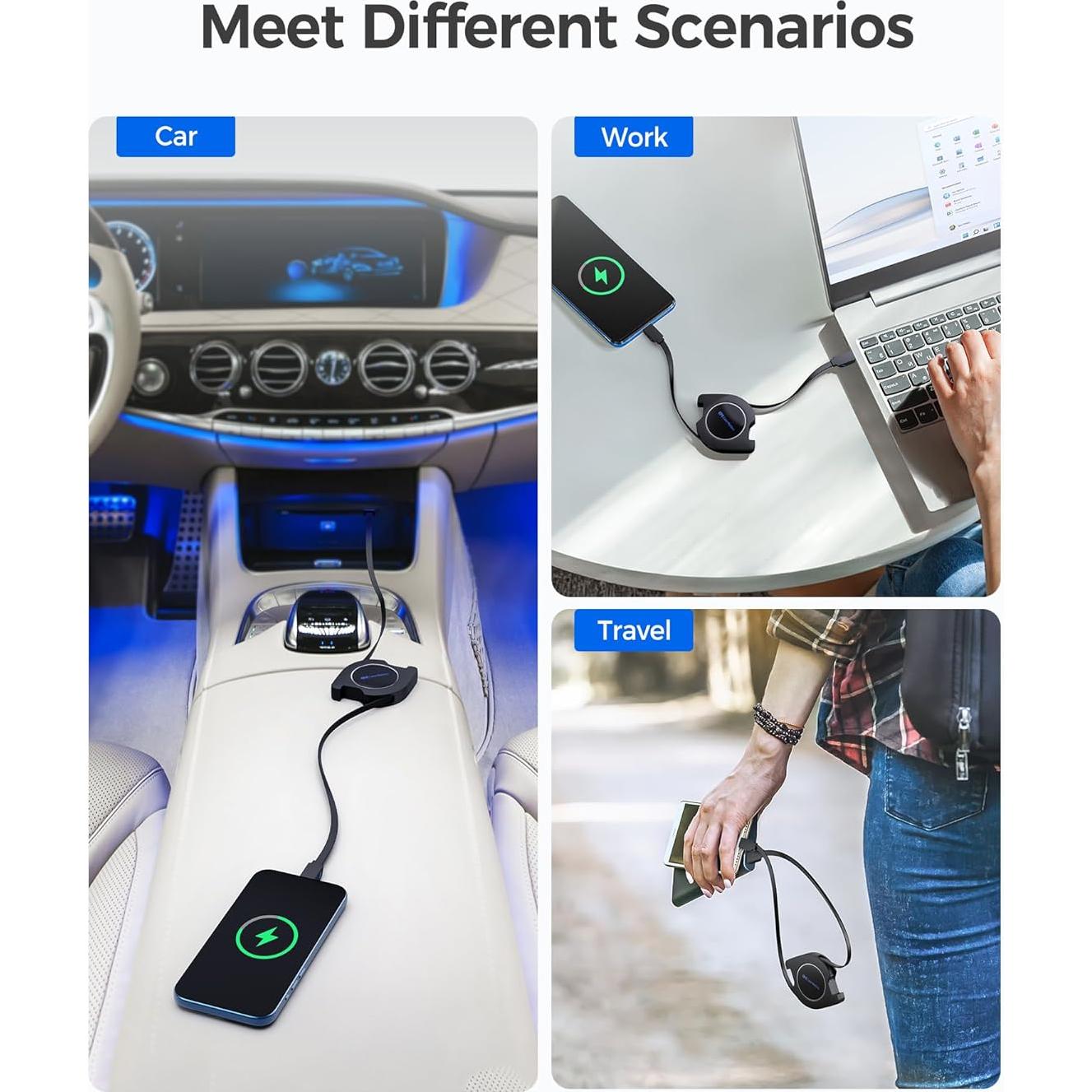 Cable USB C Retráctil 2.8ft Cable Matters 60W 480Mbps