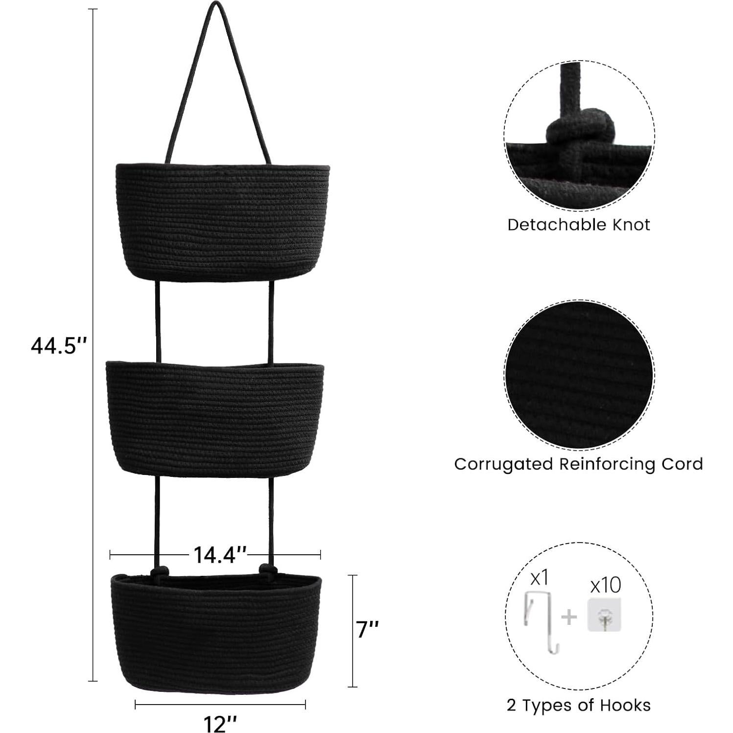 Organizador colgante TeoKJ 3 niveles algodón negro