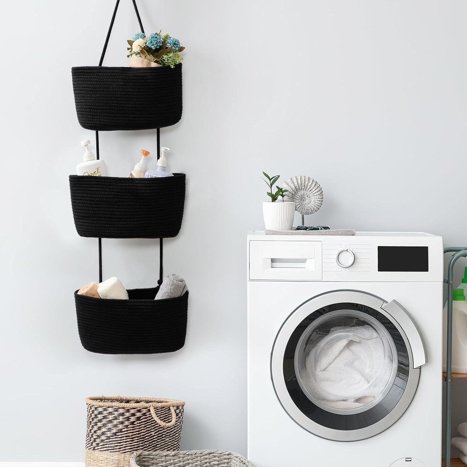 Organizador colgante TeoKJ 3 niveles algodón negro