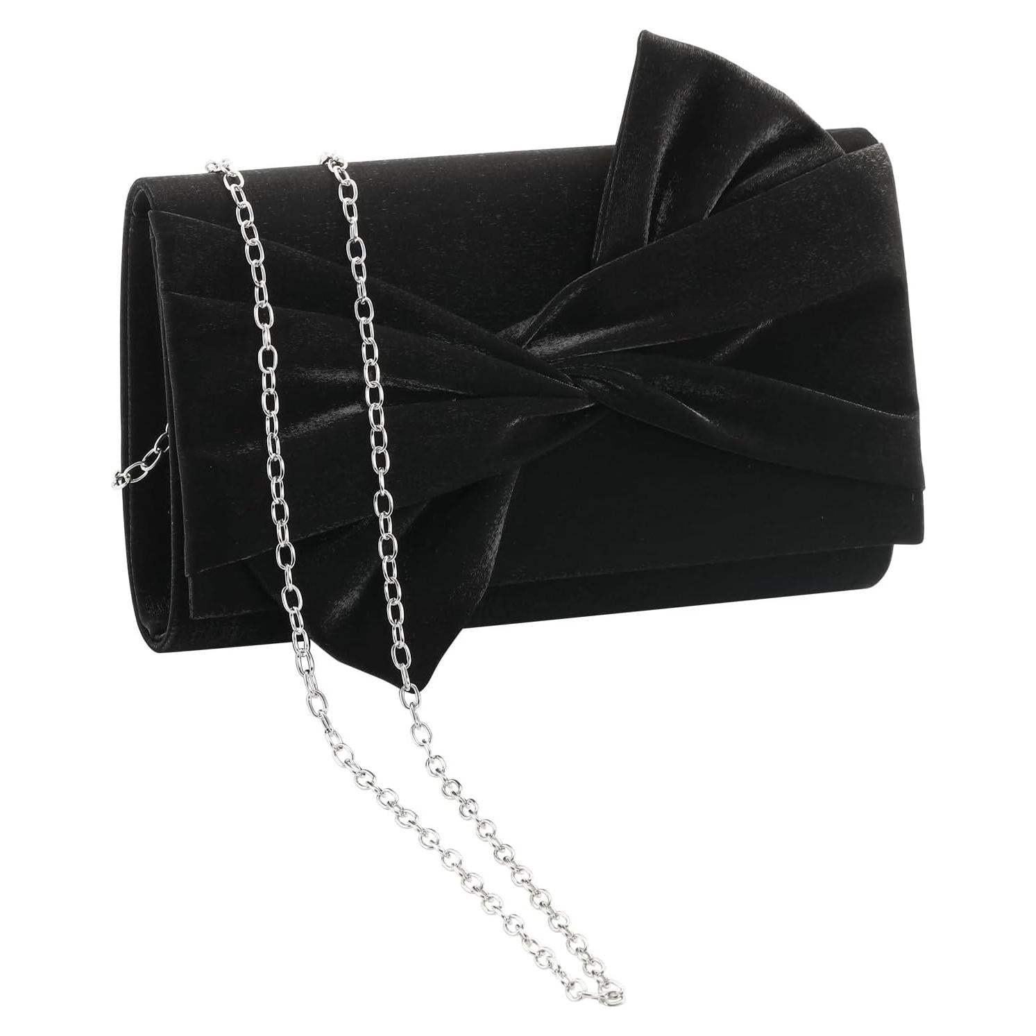 Bolso de Mano Satinado Walllyn's Negro para Fiesta