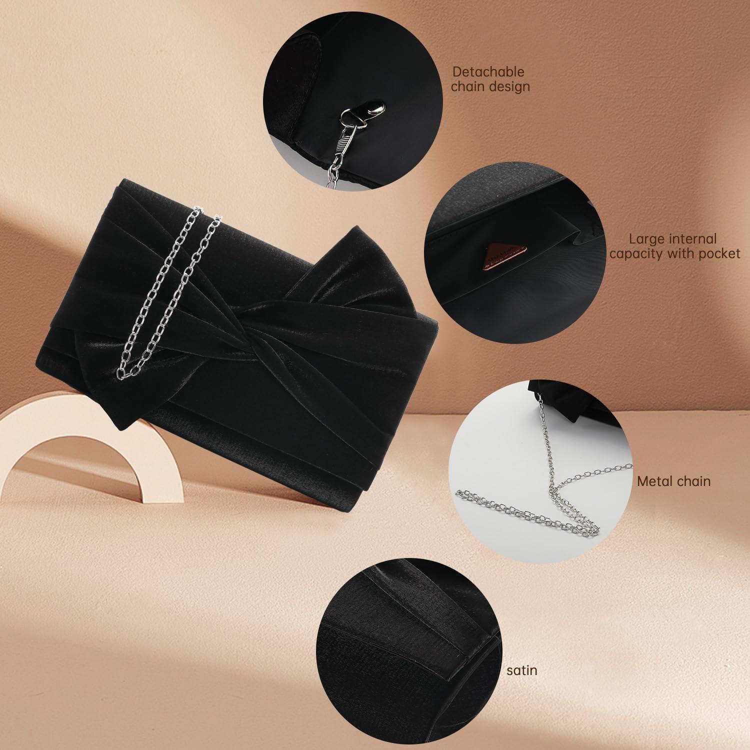 Bolso de Mano Satinado Walllyn's Negro para Fiesta