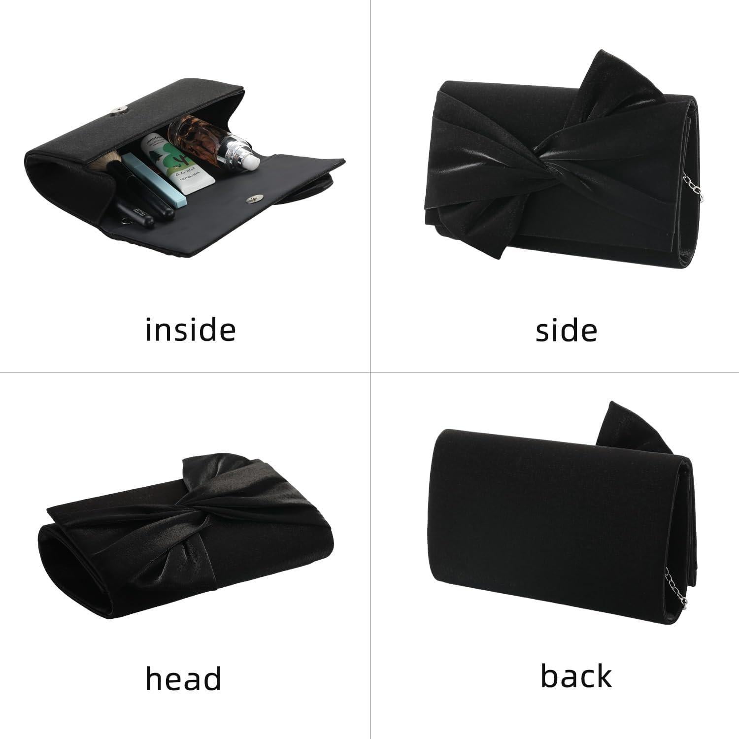 Bolso de Mano Satinado Walllyn's Negro para Fiesta