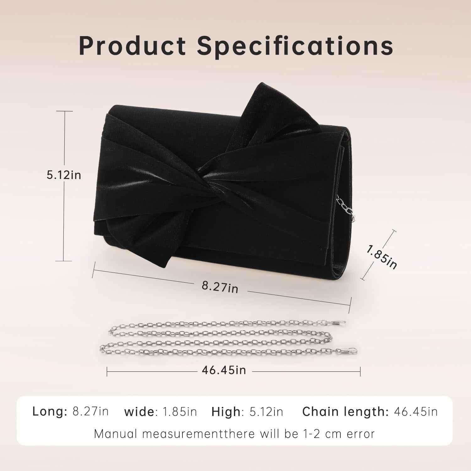 Bolso de Mano Satinado Walllyn's Negro para Fiesta