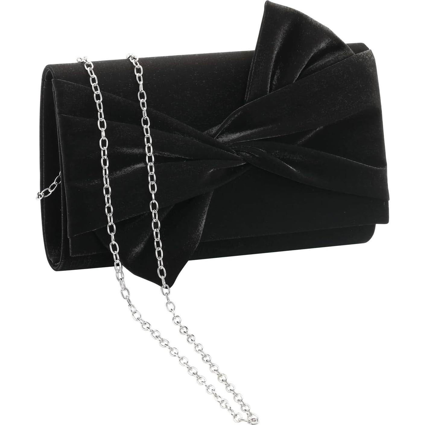 Bolso de Mano Satinado Walllyn's Negro para Fiesta