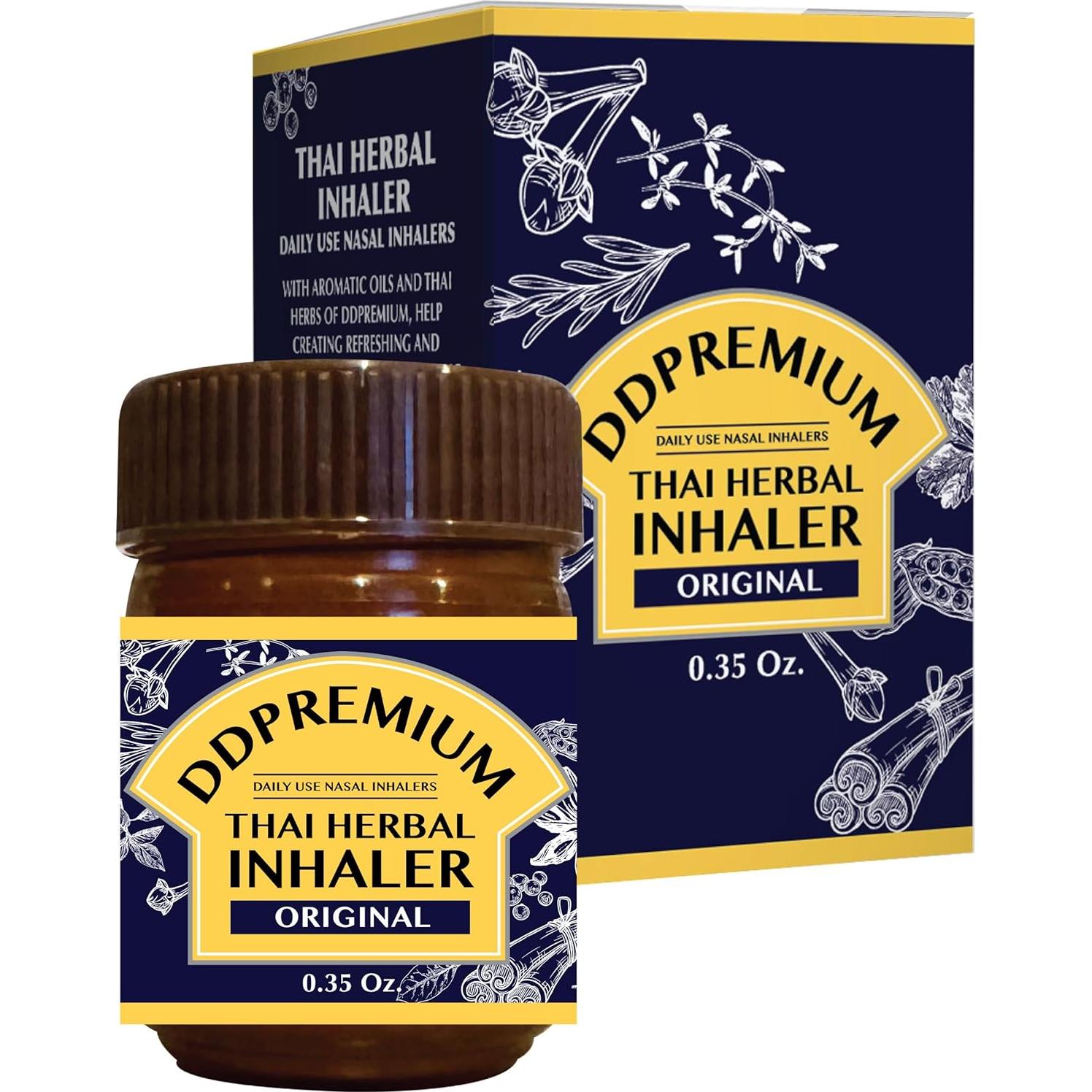 Inhalador Herbal Tailandés DDPremium con Mentol y Eucalipto