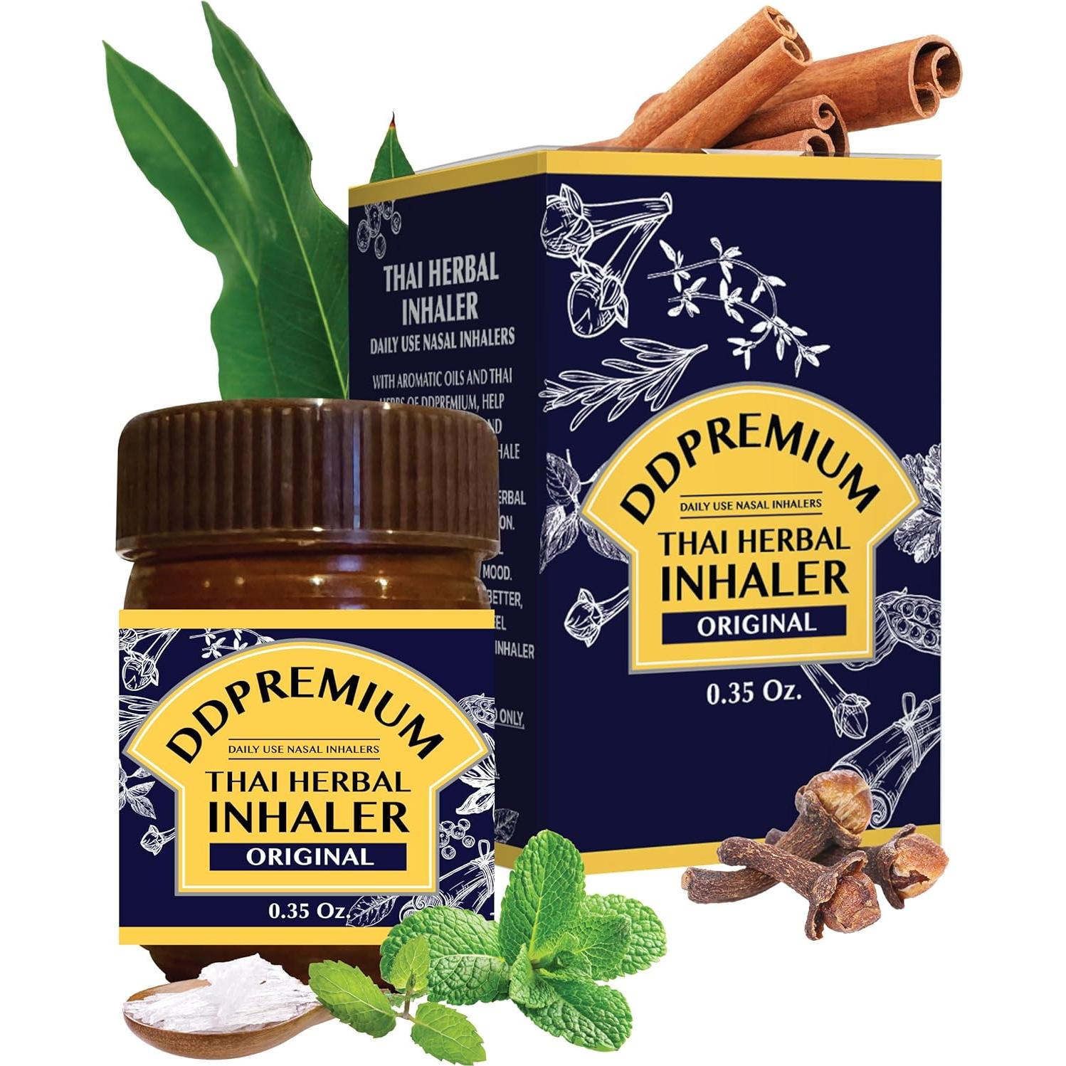 Inhalador Herbal Tailandés DDPremium con Mentol y Eucalipto