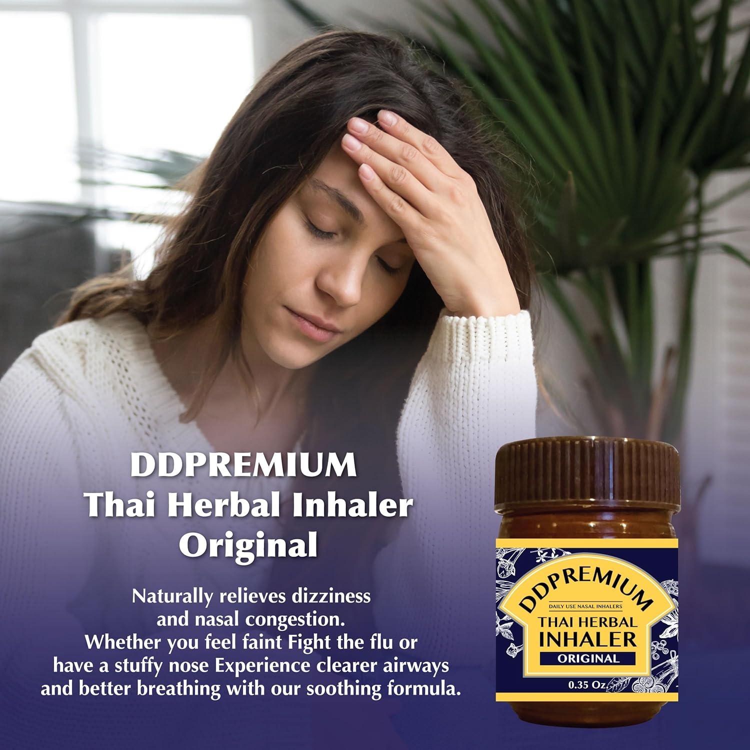 Inhalador Herbal Tailandés DDPremium con Mentol y Eucalipto