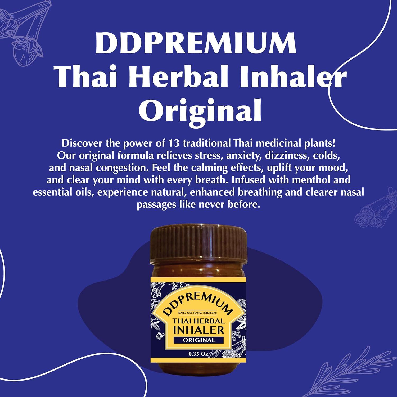 Inhalador Herbal Tailandés DDPremium con Mentol y Eucalipto