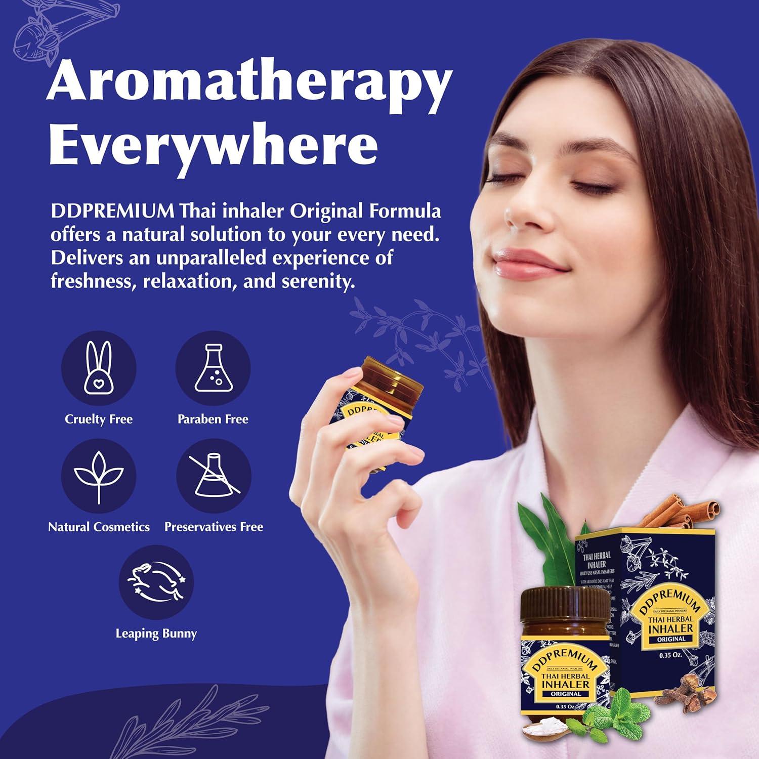 Inhalador Herbal Tailandés DDPremium con Mentol y Eucalipto