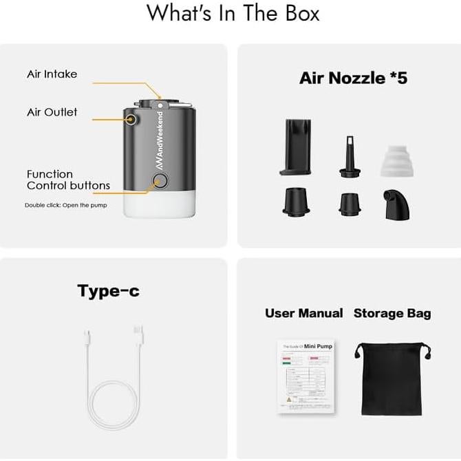 Bomba de Aire Portátil THE WEEKEND 3kPa 2000mAh Inflables