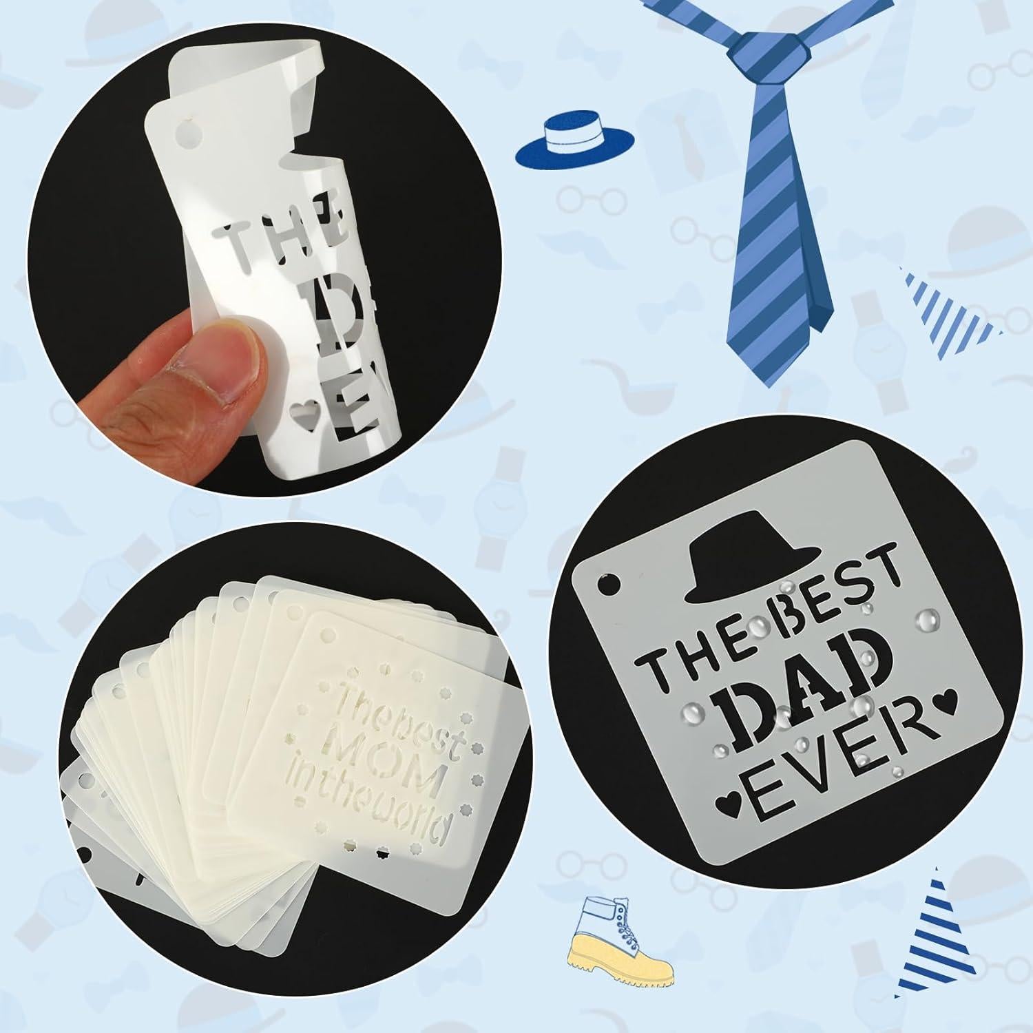 Plantillas Reutilizables Augshy 56pcs Día del Padre y Madre 7.62cm