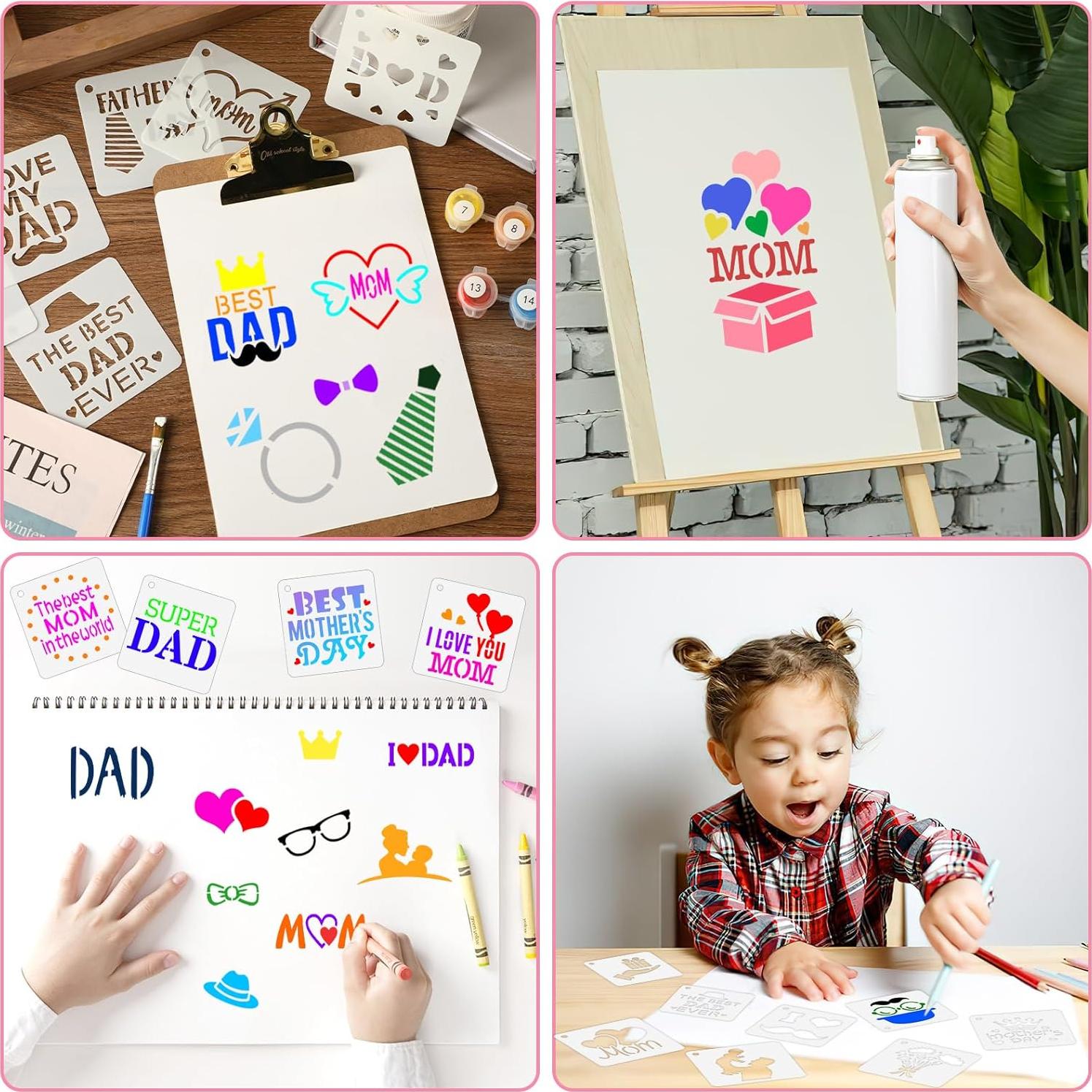 Plantillas Reutilizables Augshy 56pcs Día del Padre y Madre 7.62cm