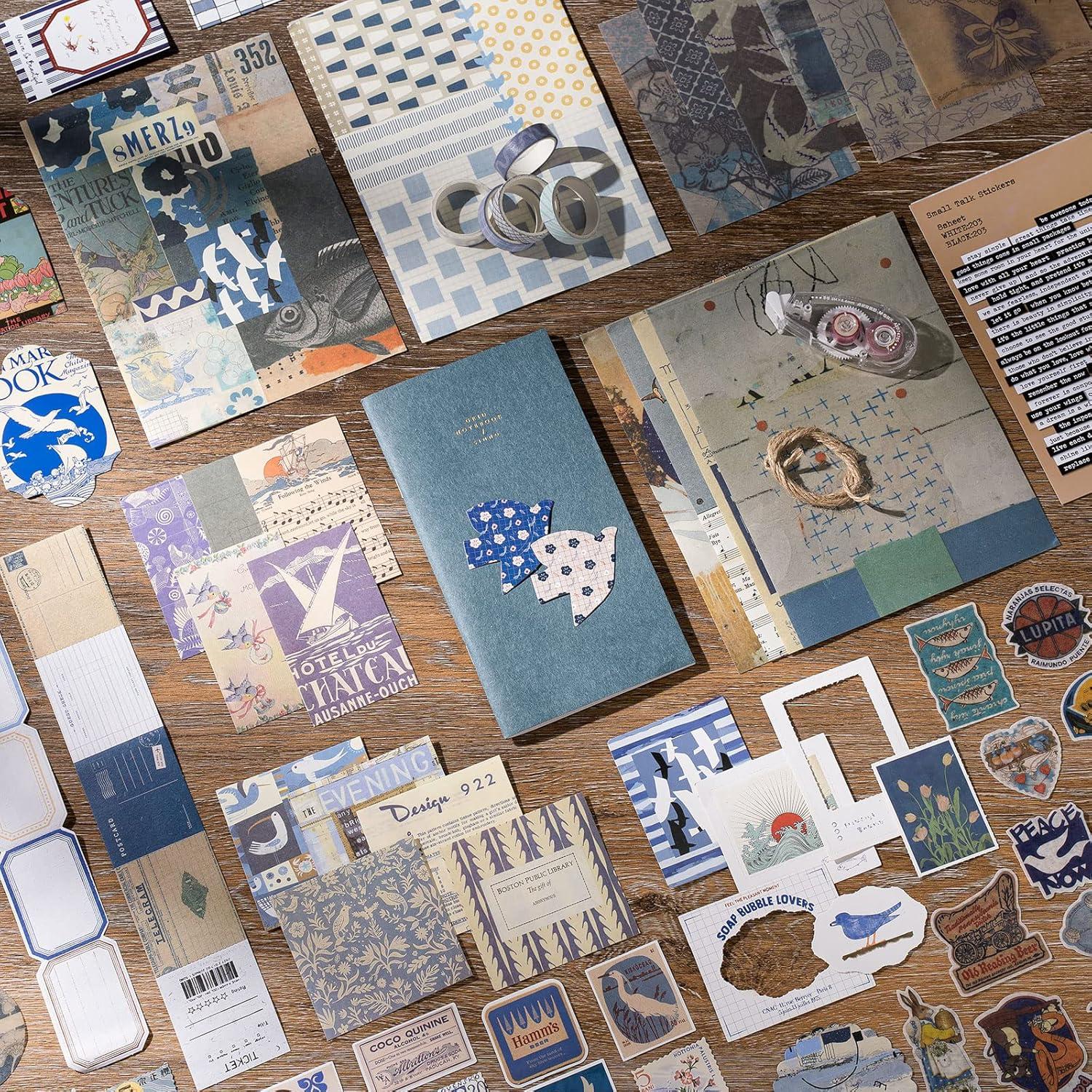 Kit de Scrapbooking Estético JOYCHOIC - 10 Piezas Vintage Azul