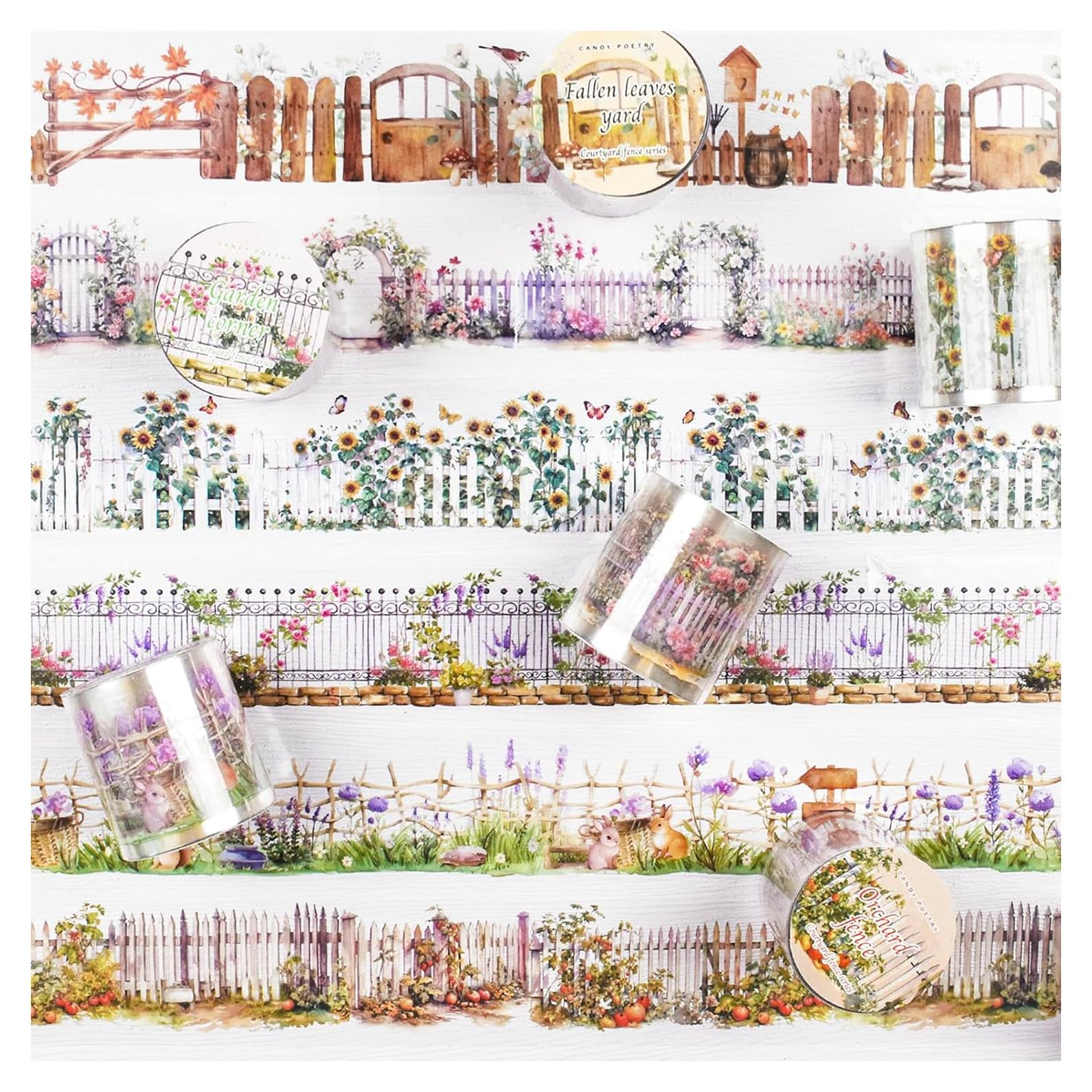 Juego de 6 Rollos de Cinta Washi Floral Aifong 40mm x 2m