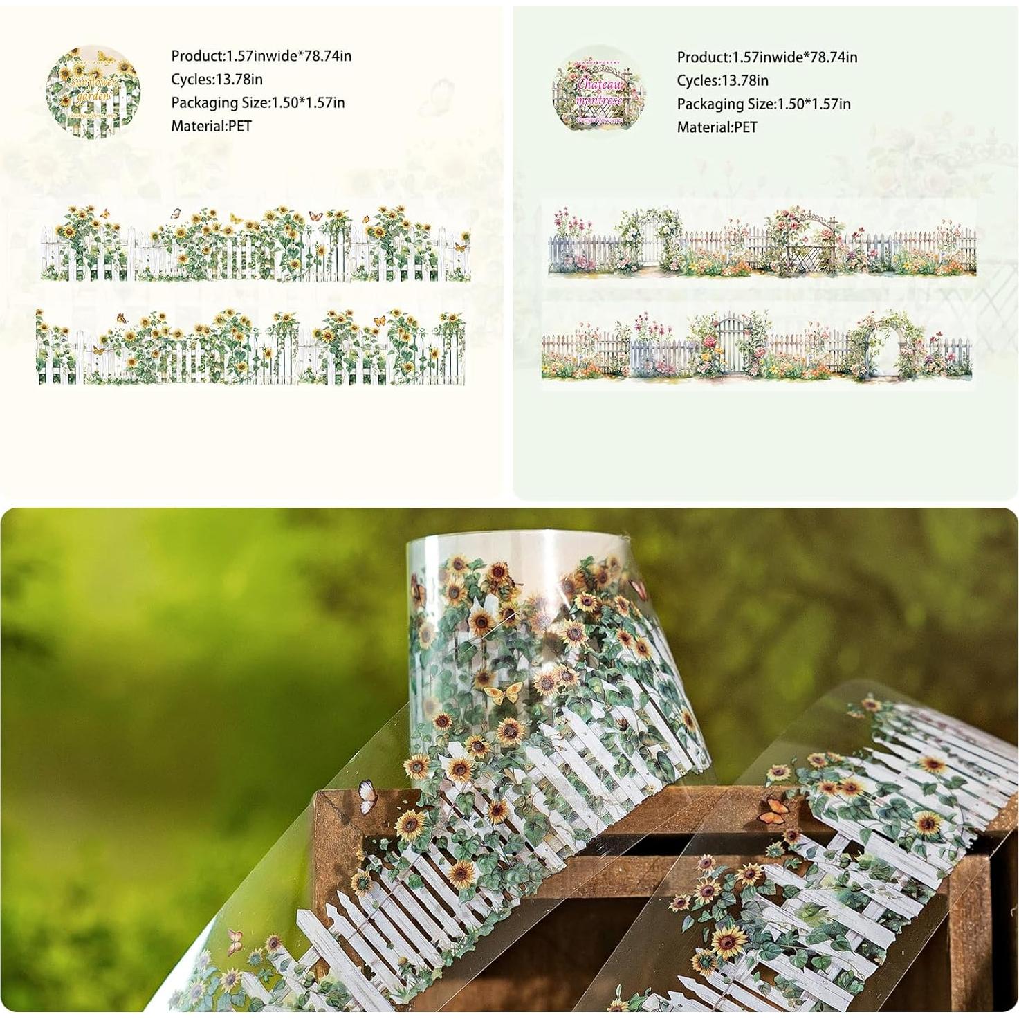 Juego de 6 Rollos de Cinta Washi Floral Aifong 40mm x 2m