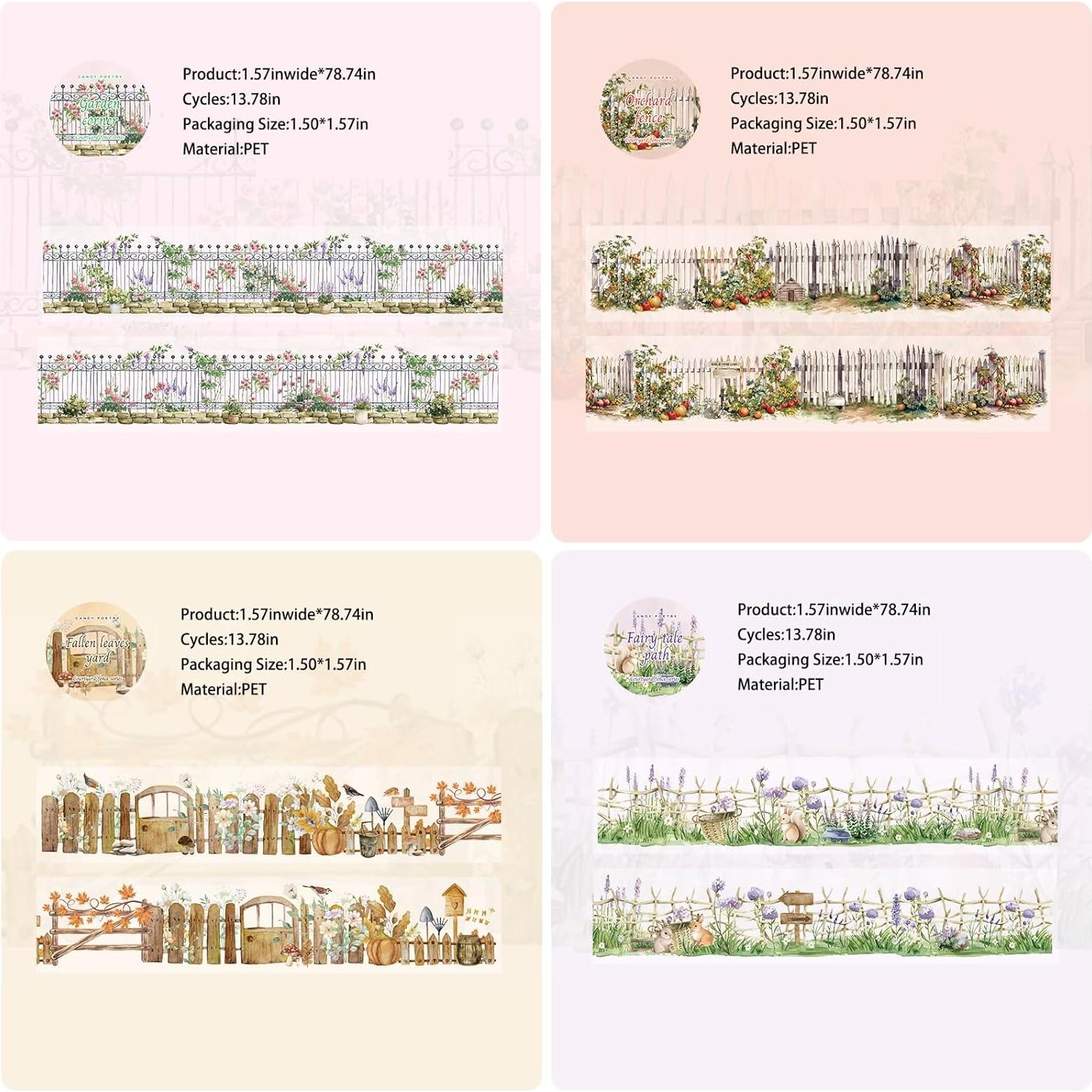 Juego de 6 Rollos de Cinta Washi Floral Aifong 40mm x 2m