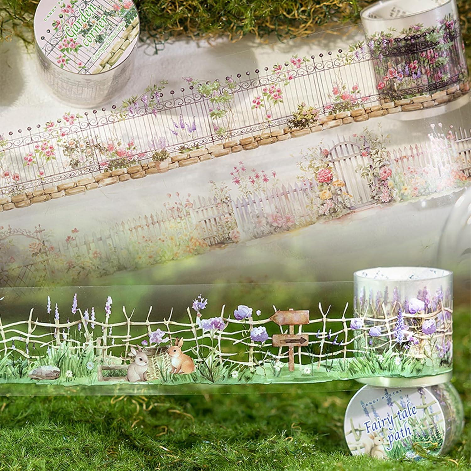 Juego de 6 Rollos de Cinta Washi Floral Aifong 40mm x 2m