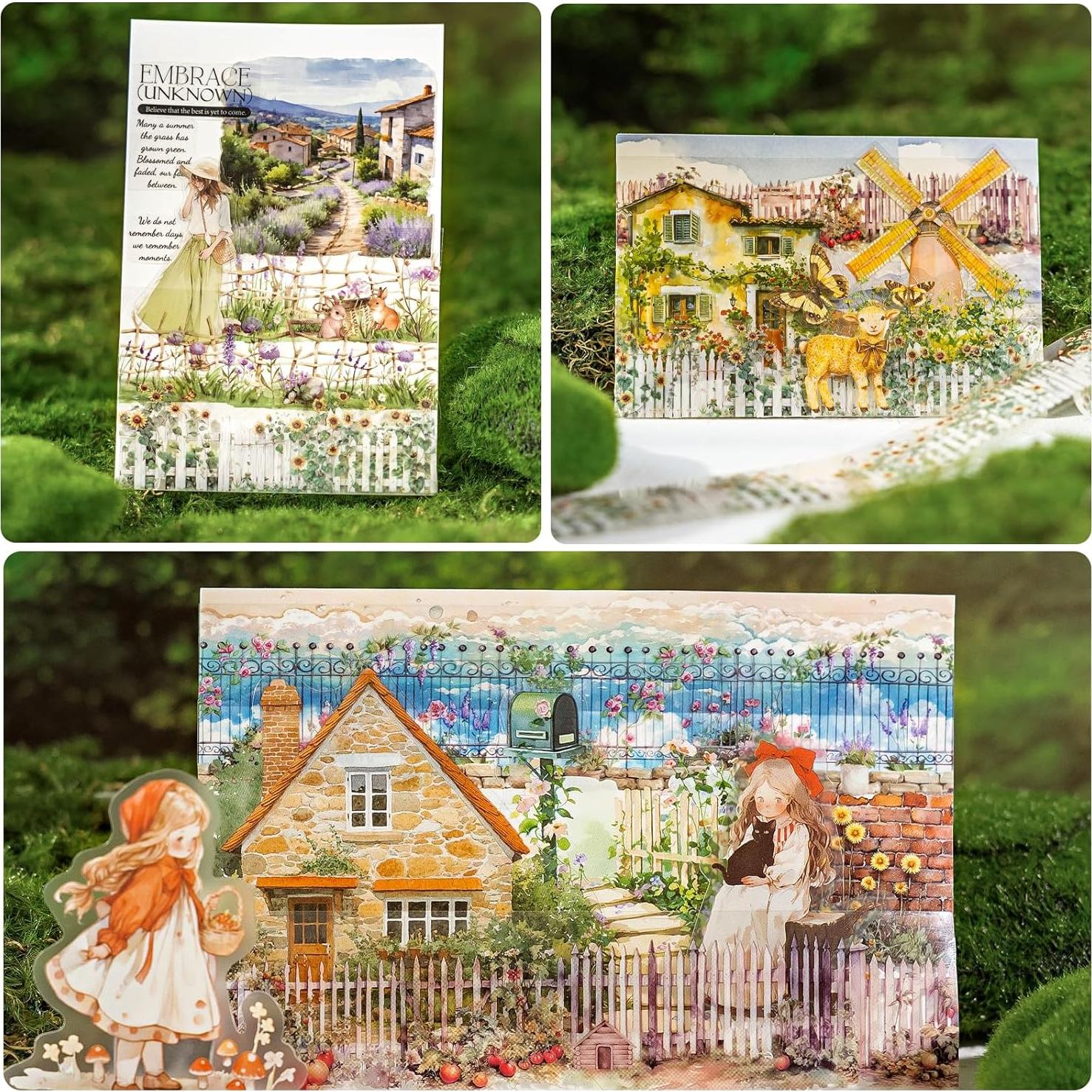 Juego de 6 Rollos de Cinta Washi Floral Aifong 40mm x 2m