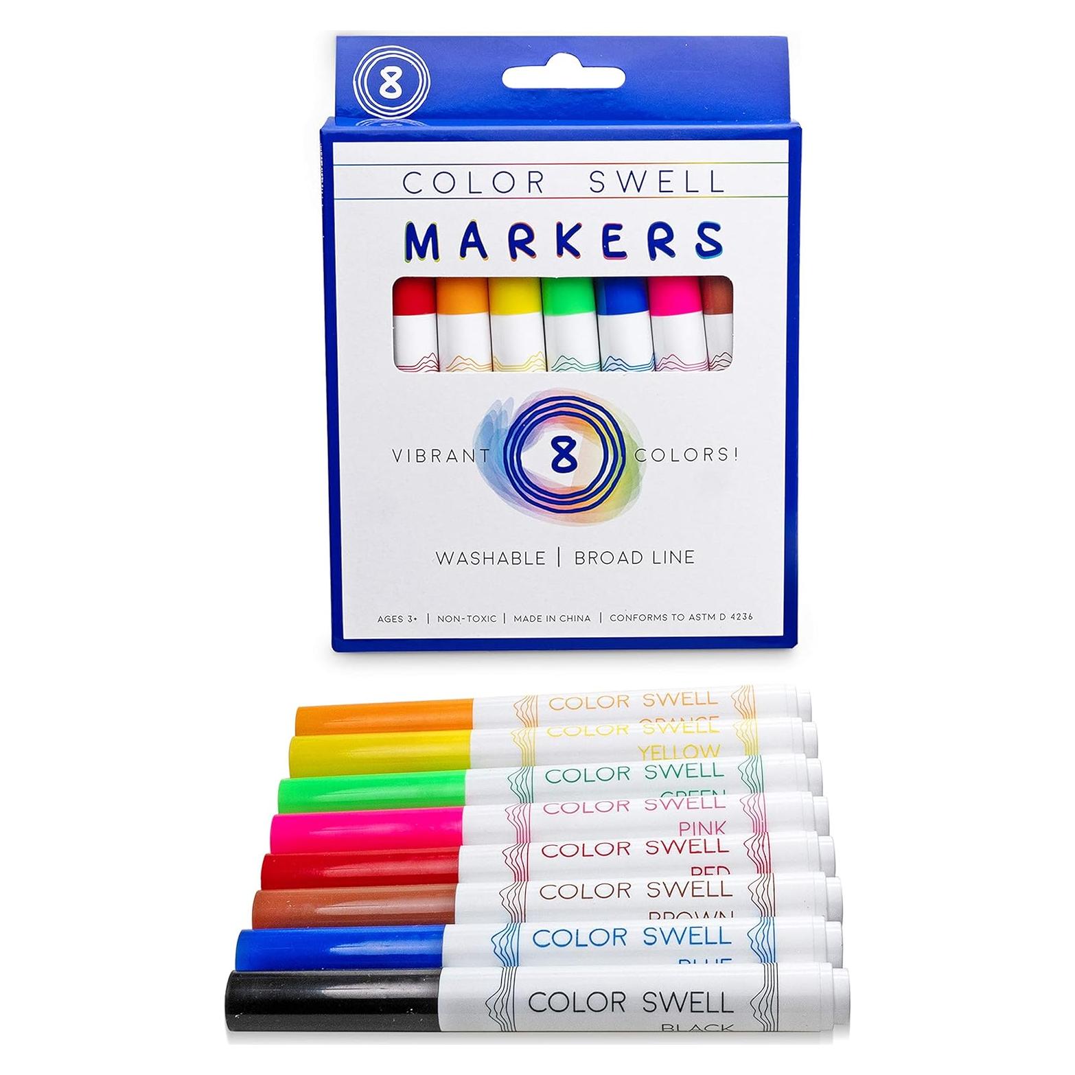 Marcadores Lavables Color Swell 8 Pack Anchos No Tóxicos