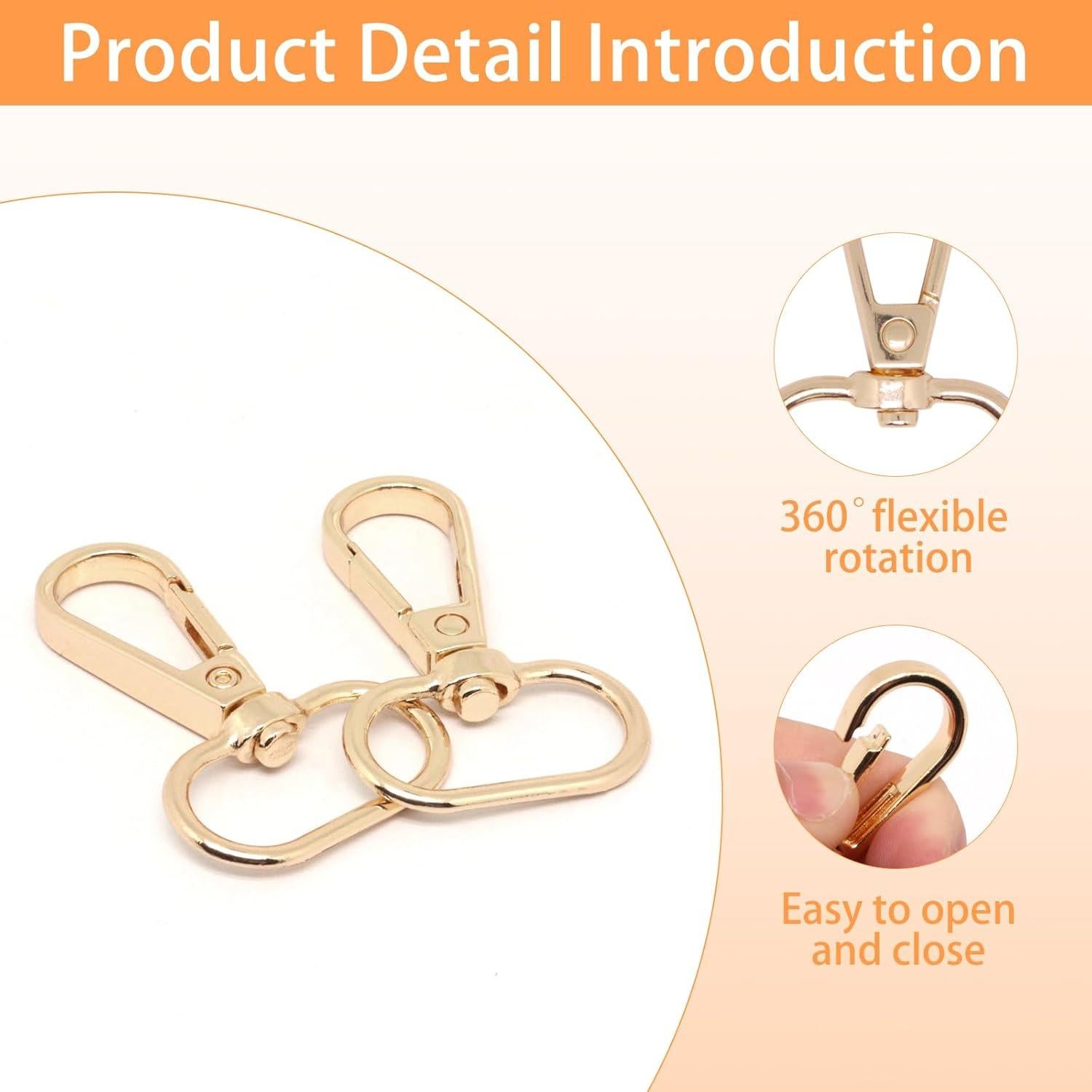 Clip de Llavero Giratorio GDFYMI 20pcs Dorado 360 Grados