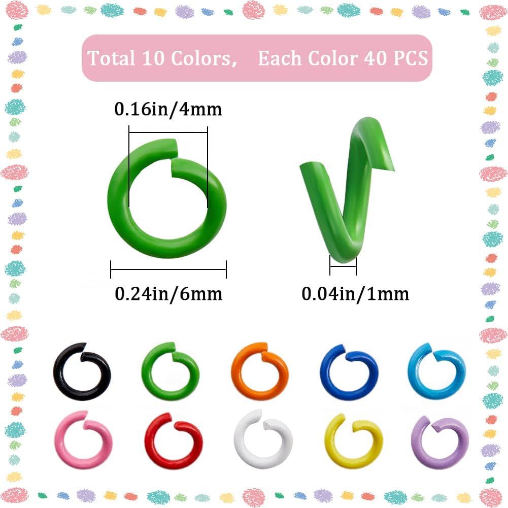 Anillas Abiertas Metálicas Coloridas SUNNYCLUE 400 Pcs 6mm