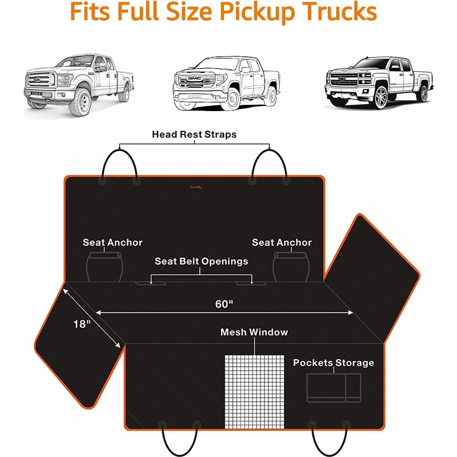 Funda de Asiento para Perros iBuddy XL Negra Impermeable 900D