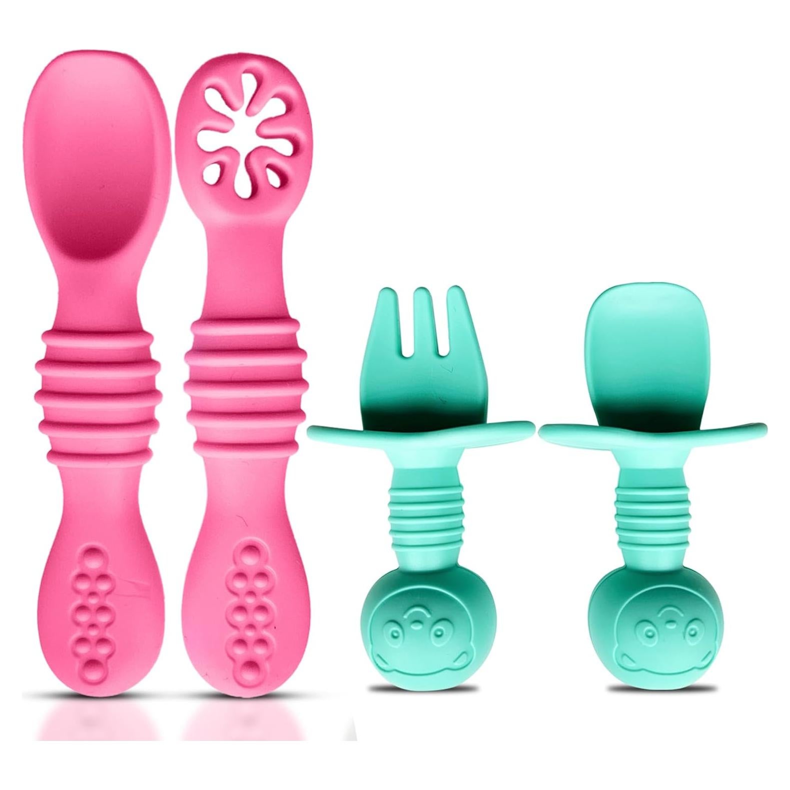 Set de 4 Utensilios de Silicona HippoBaby para Bebés 6+ Meses