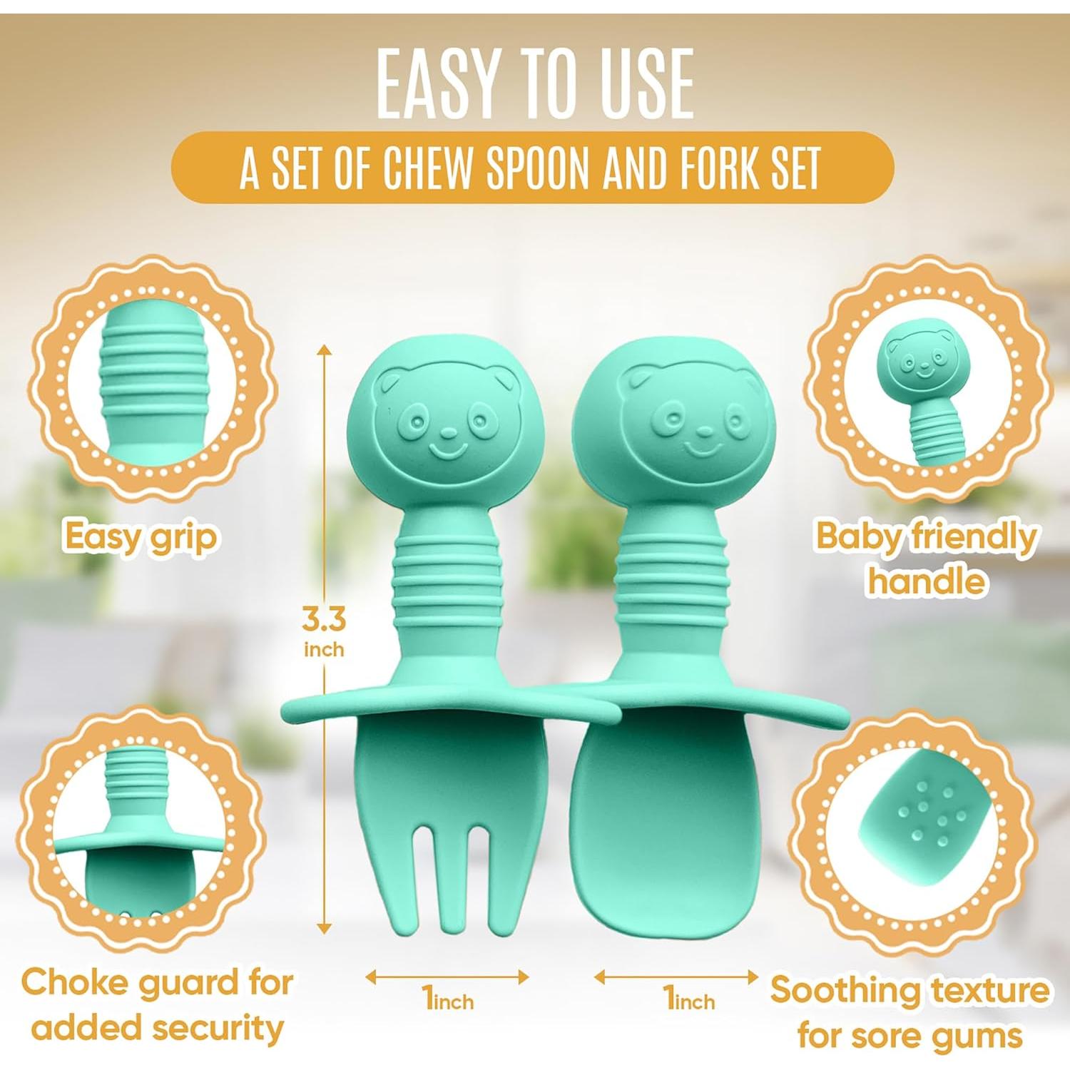 Set de 4 Utensilios de Silicona HippoBaby para Bebés 6+ Meses