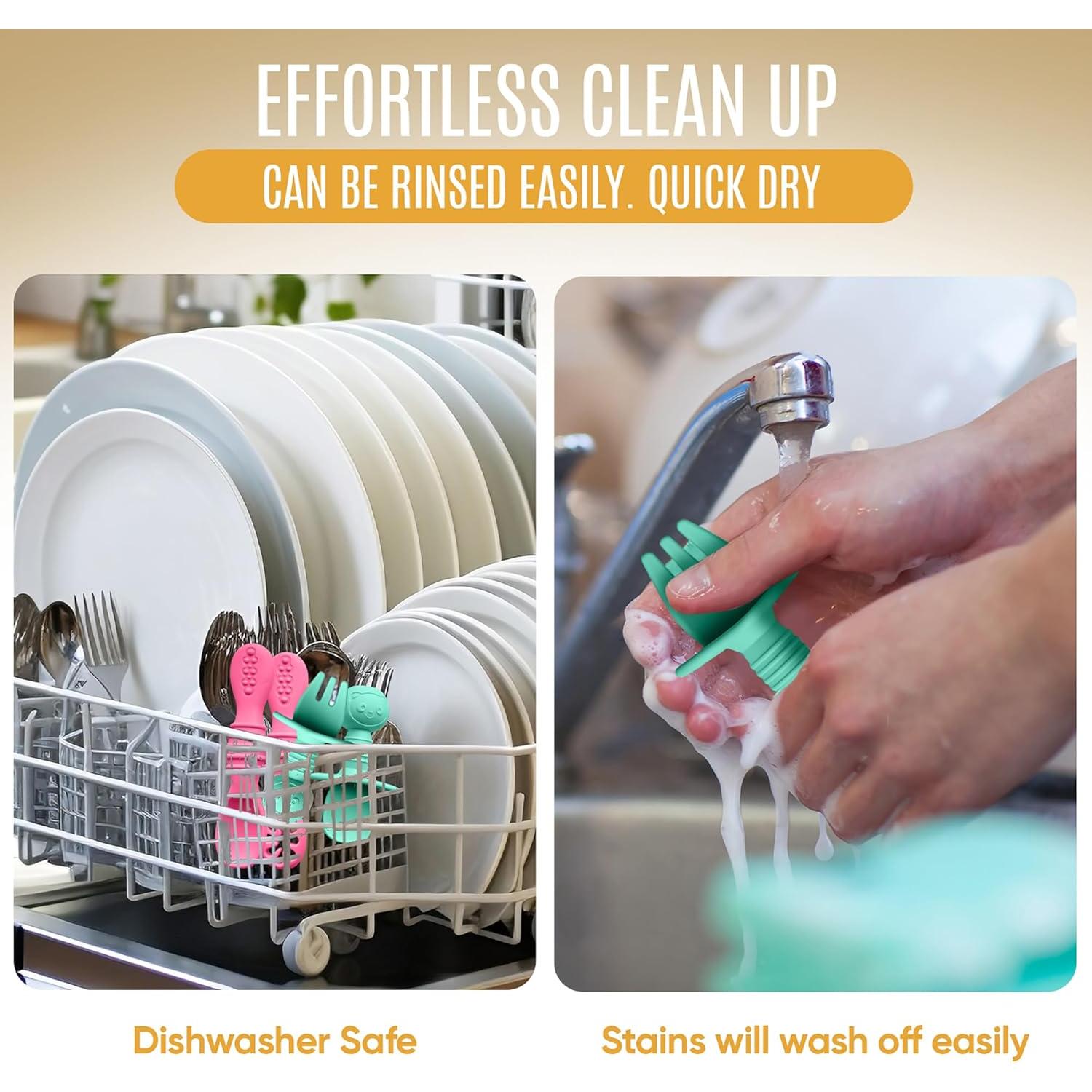 Set de 4 Utensilios de Silicona HippoBaby para Bebés 6+ Meses