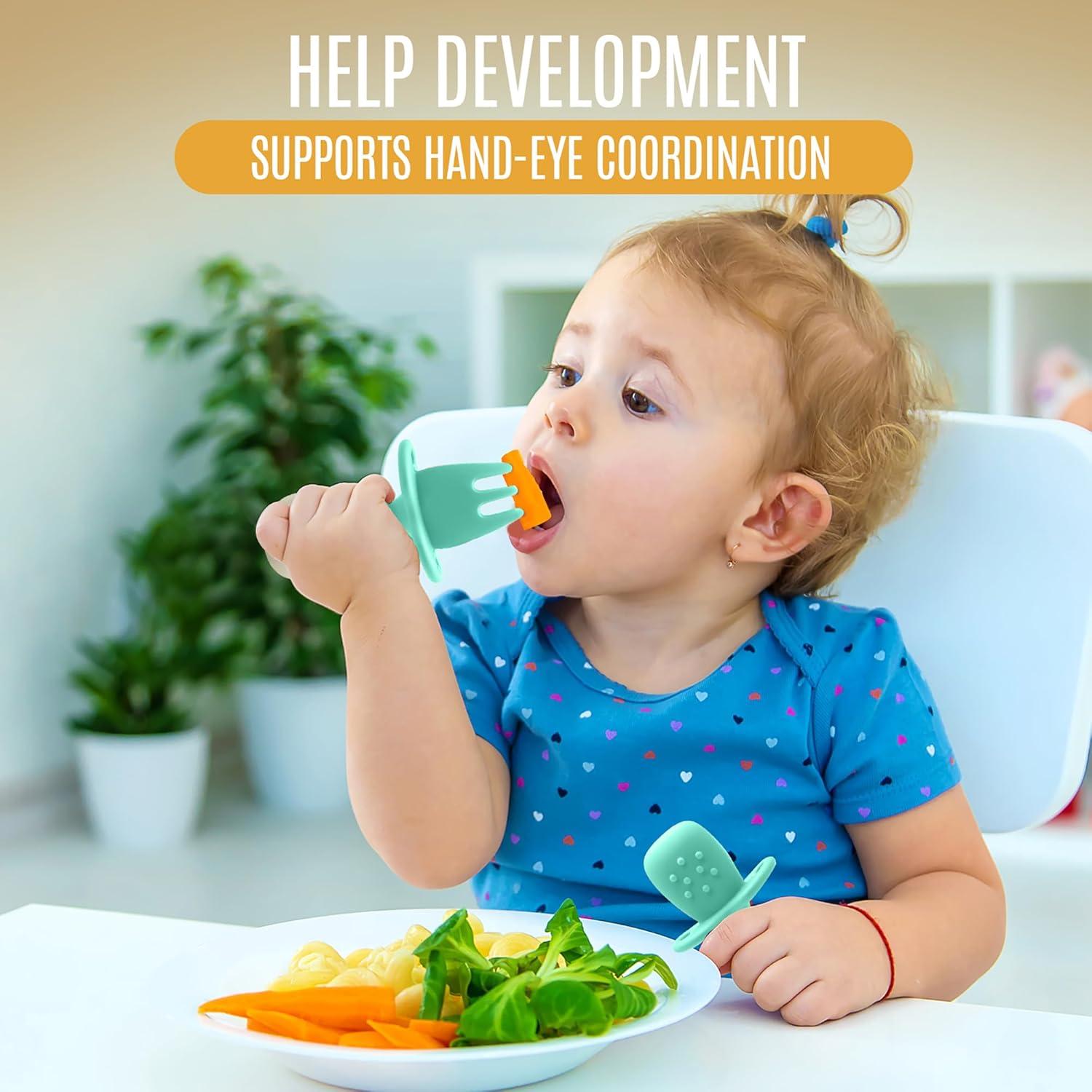 Set de 4 Utensilios de Silicona HippoBaby para Bebés 6+ Meses