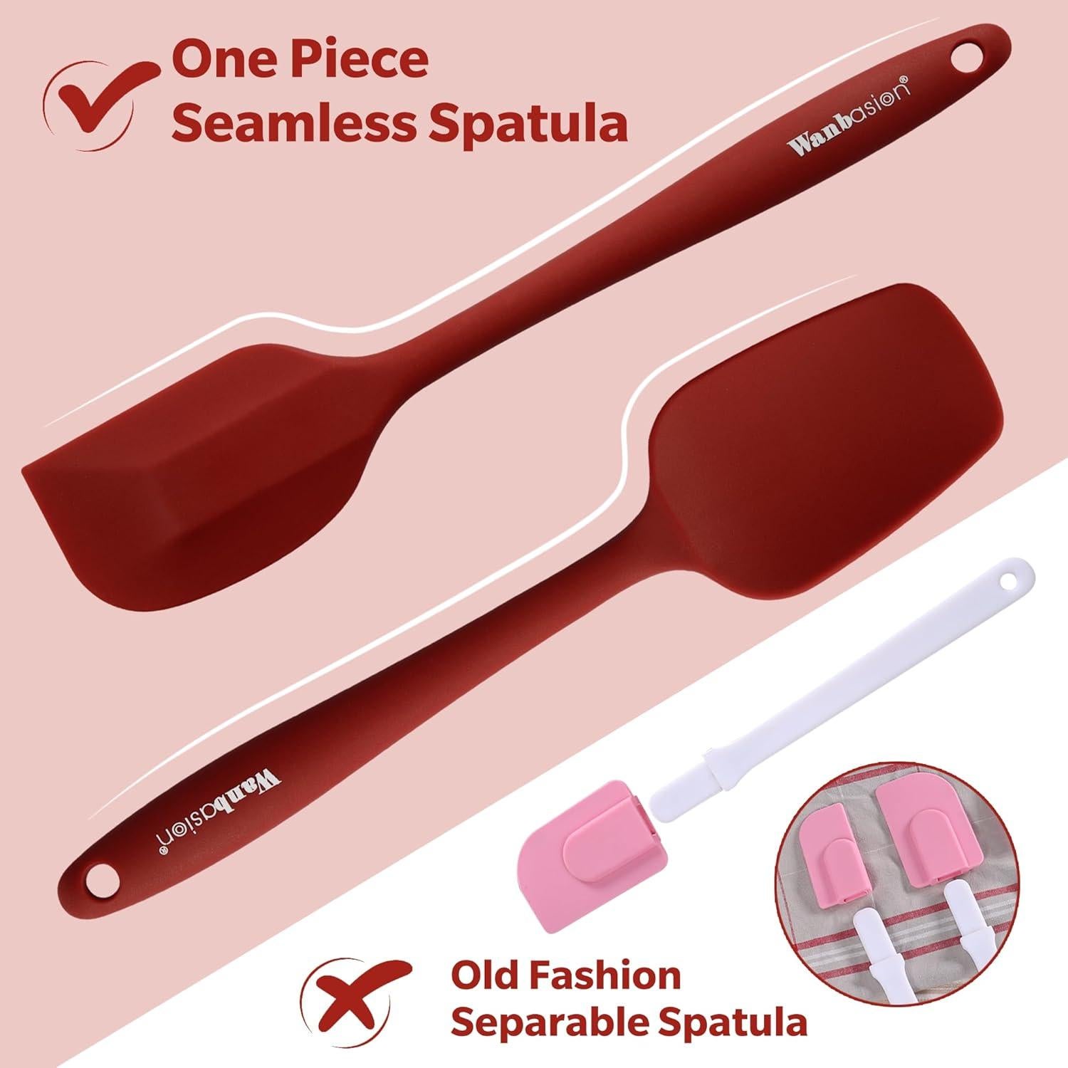 Conjunto de Espátulas de Silicona Wanbasion 5 Piezas Rojo