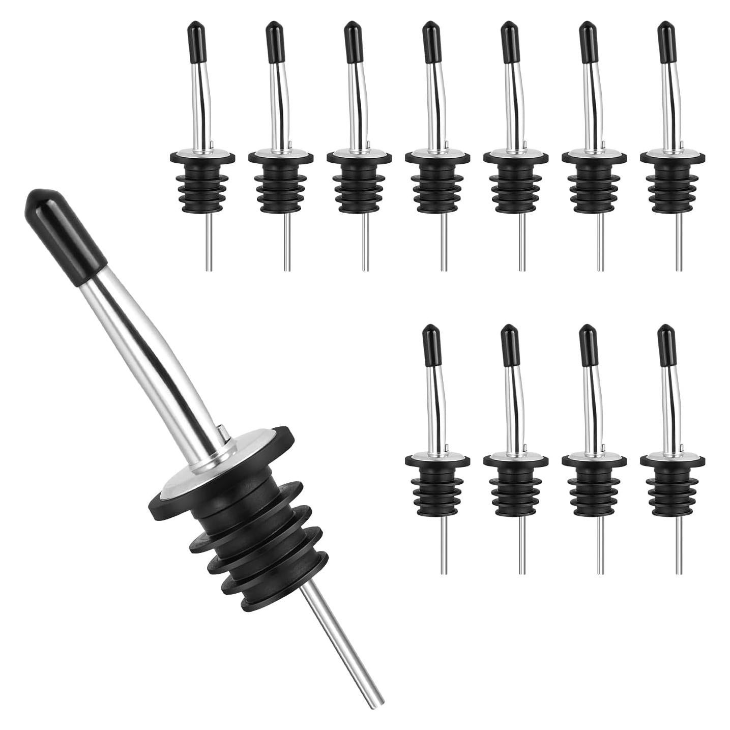 Paquete de 12 vertedores de licor Yuntop con tapas de goma