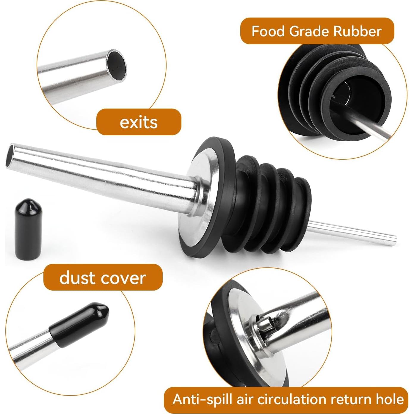 Paquete de 12 vertedores de licor Yuntop con tapas de goma