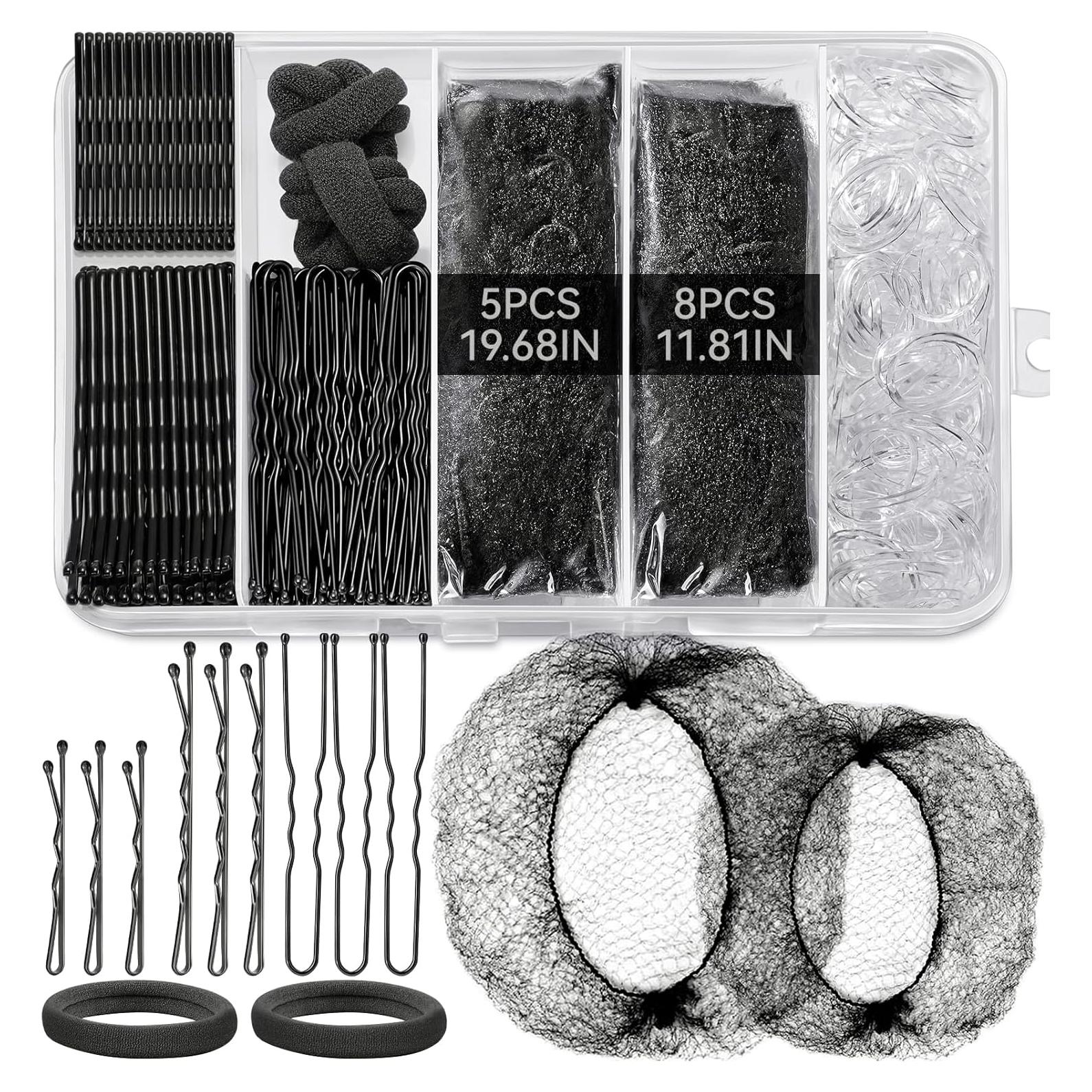 Kit de Accesorios para Cabello TsMADDTs - Horquillas y Redes Negras