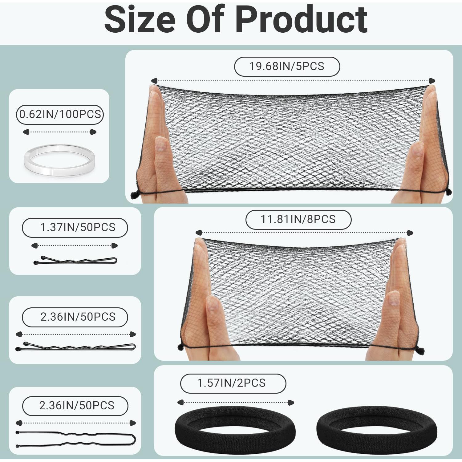 Kit de Accesorios para Cabello TsMADDTs - Horquillas y Redes Negras