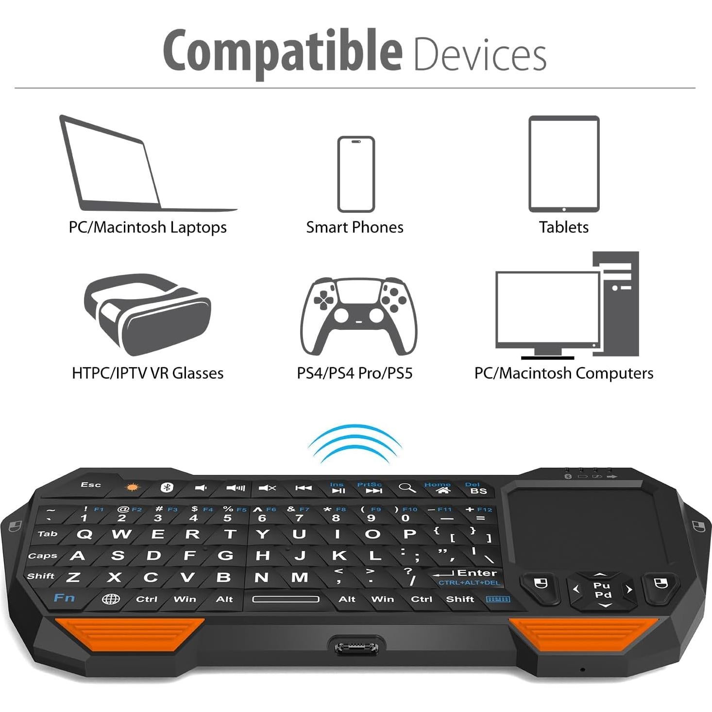 Teclado Bluetooth Fosmon QWERTY Compacto con Touchpad