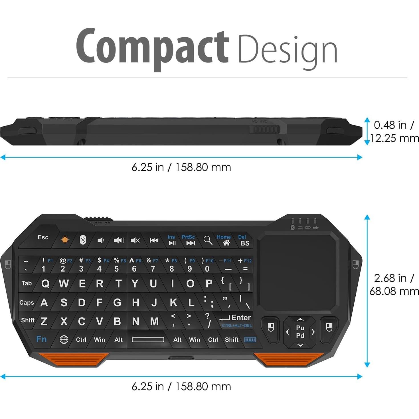 Teclado Bluetooth Fosmon QWERTY Compacto con Touchpad