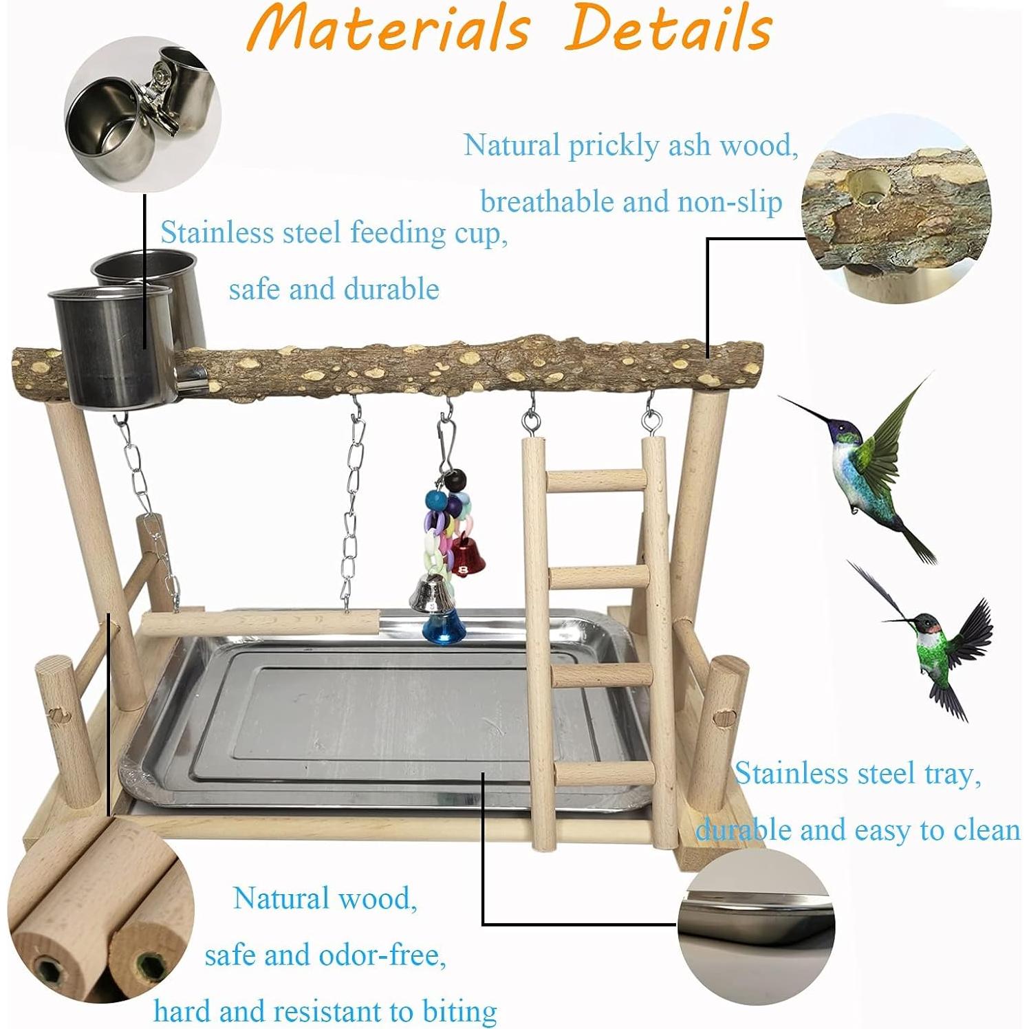 Parque de Aves de Madera PINVNBY 37x24x24 cm para Loros