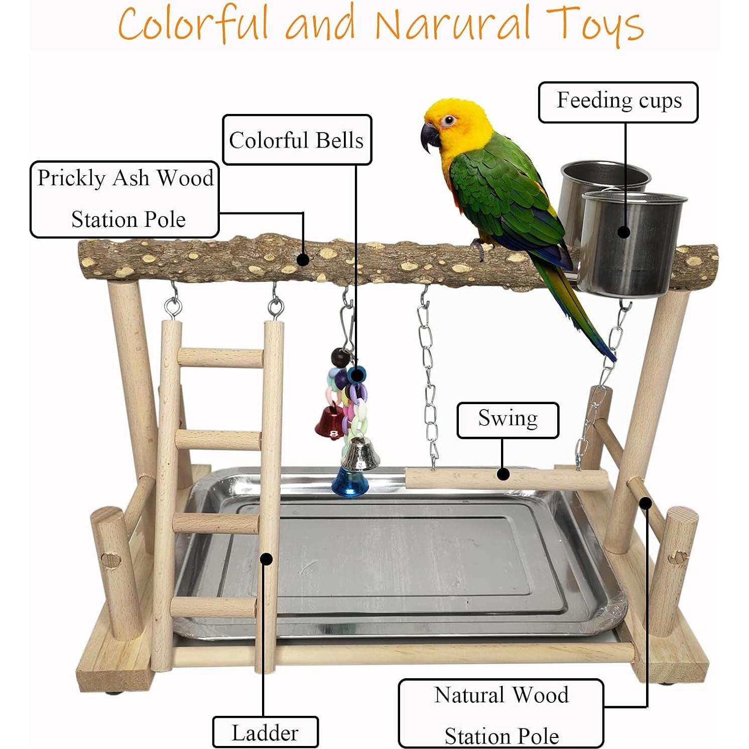 Parque de Aves de Madera PINVNBY 37x24x24 cm para Loros