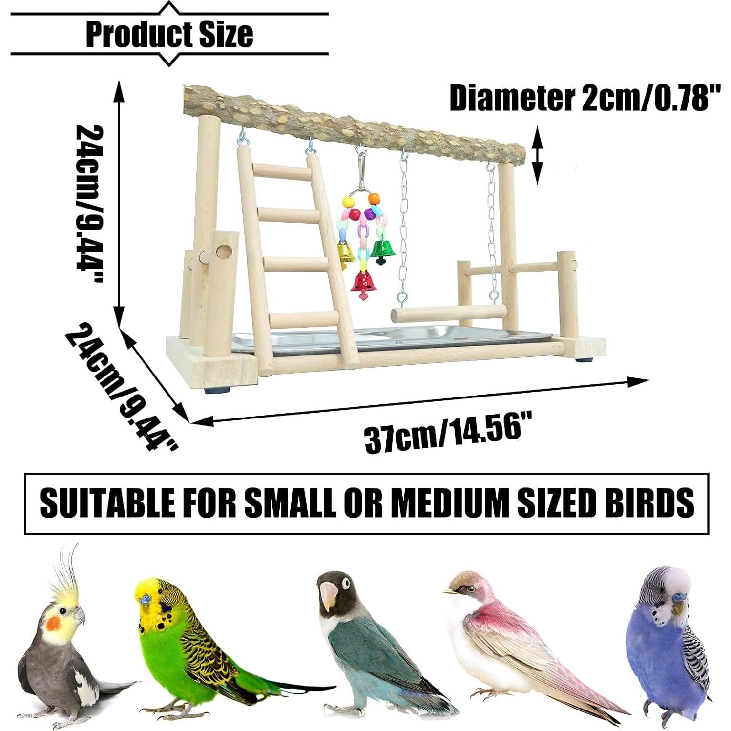 Parque de Aves de Madera PINVNBY 37x24x24 cm para Loros