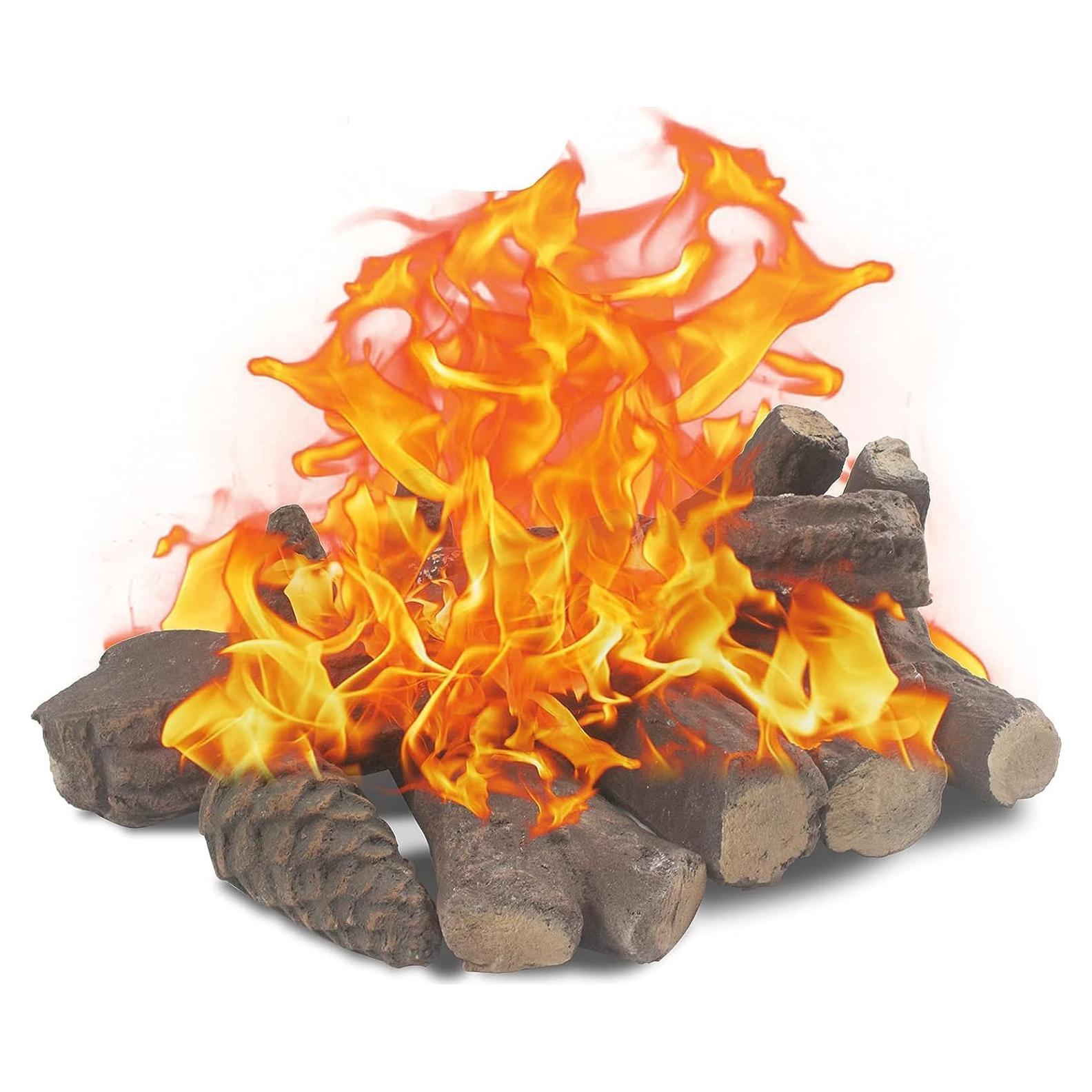 Registros de Chimenea de Gas Grandhom 10pcs Cerámica Madera